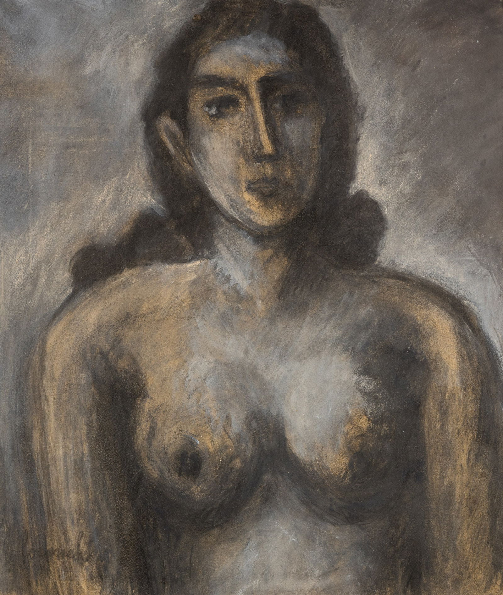 Constant Permeke (1886-1952) 'Portrait of a Lady', pastel and charcoal on paper.: Constant Permeke (1886-1952) 'Portrait of a Lady', pastel and charcoal on paper. Pastel and charcoal on paper.Signed lower left. (106 x 96 cm) Provenance: Private Belgian collection.