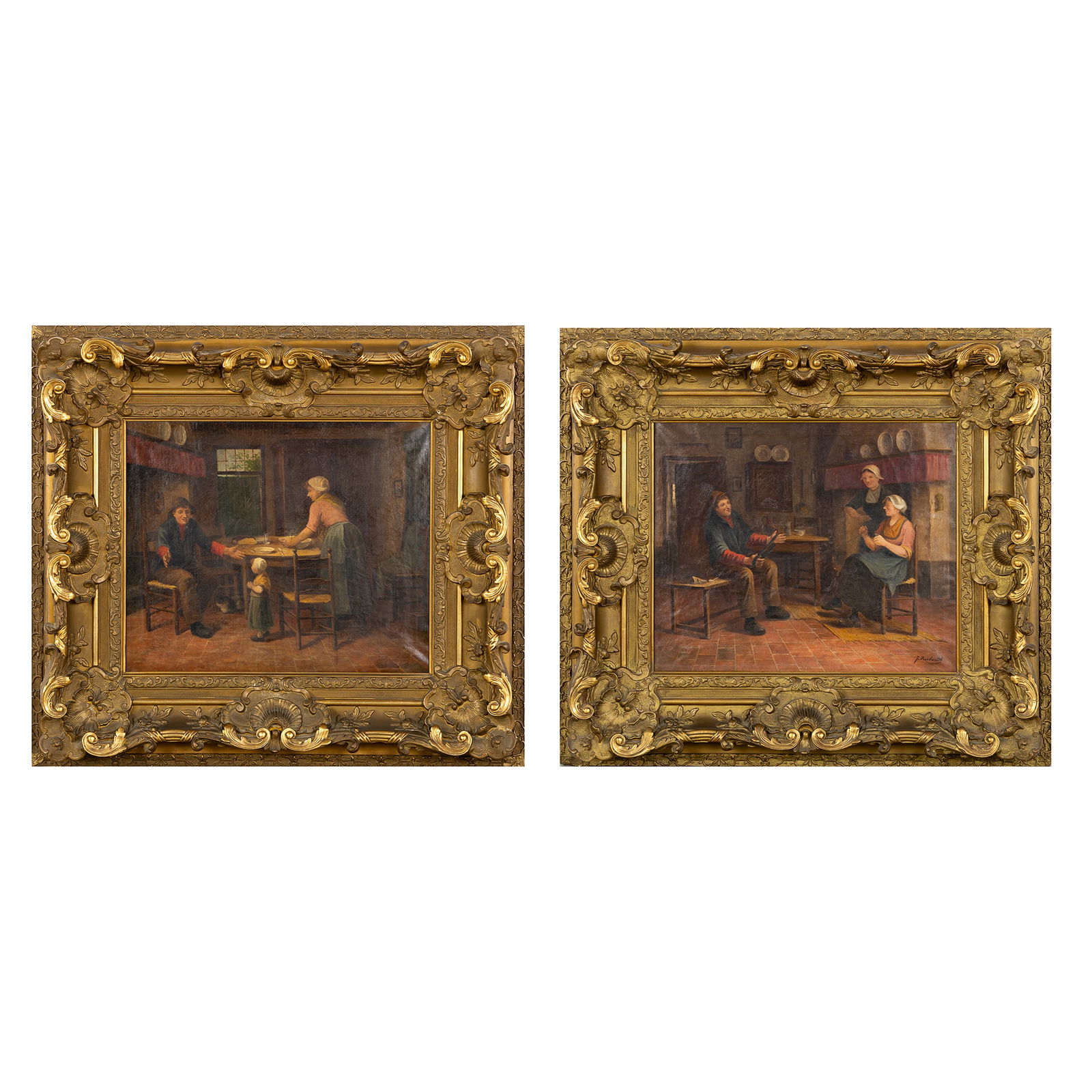 Lodewijk Roelandt (1786-1864), Two pendant paintings with domestic interior scenes (1 of 8)