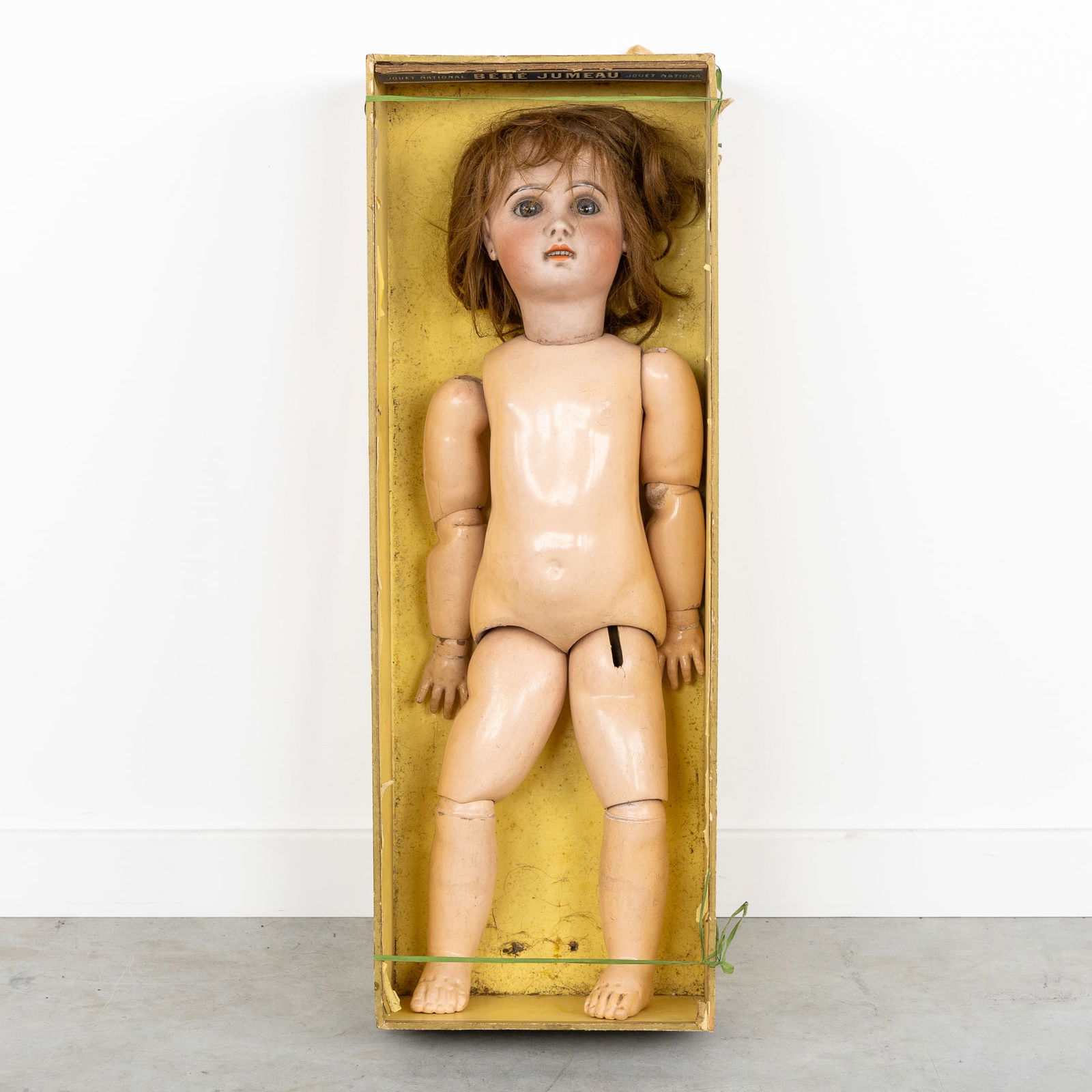 Jumeau, An Antique Doll with a Biscuit Porcelain Head and Glass Eyes, in its Original Box marked (1 of 9)