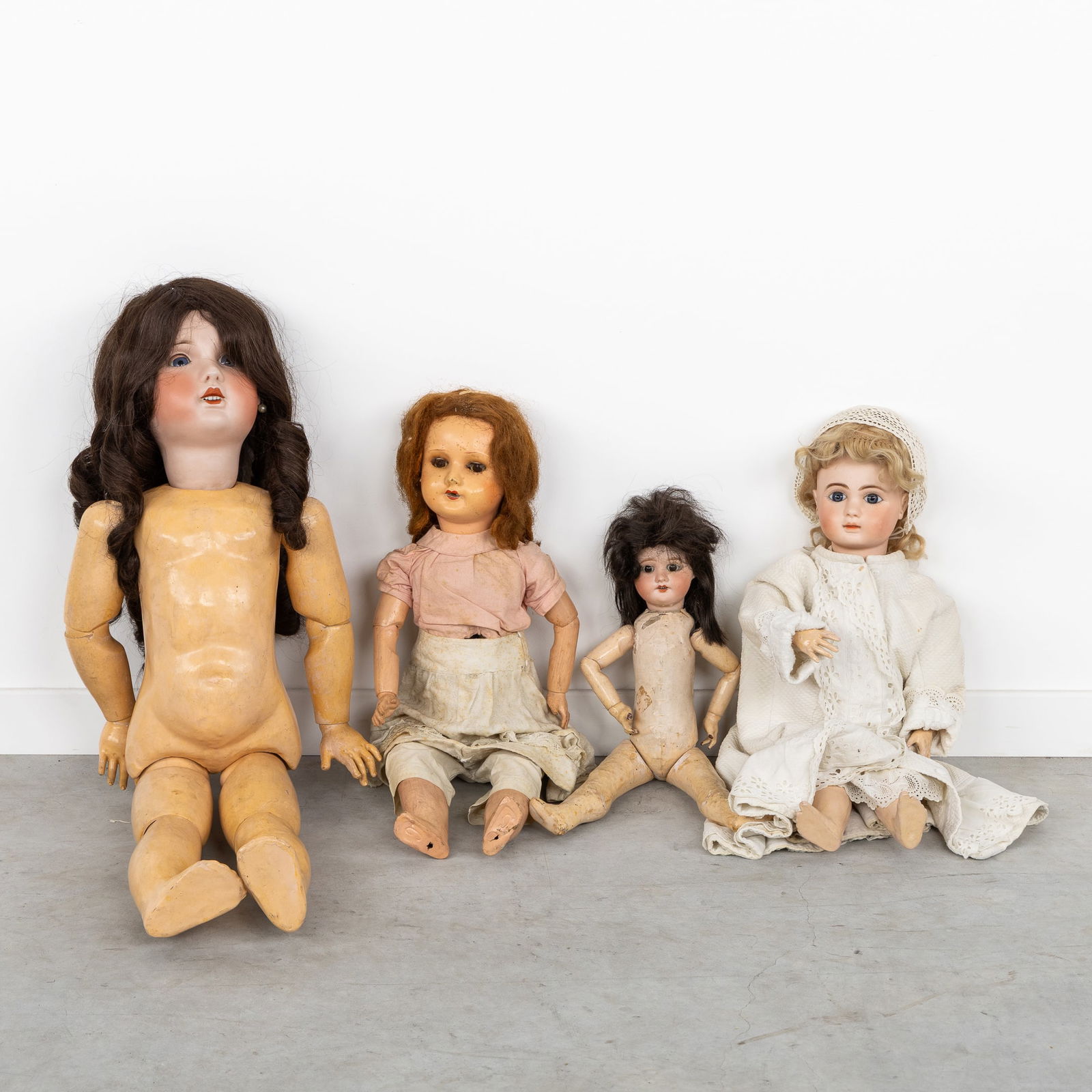 SFBJ Paris, J. Steiner and others, a Collection of Four Antique Dolls, Biscuit porcelain and (1 of 7)