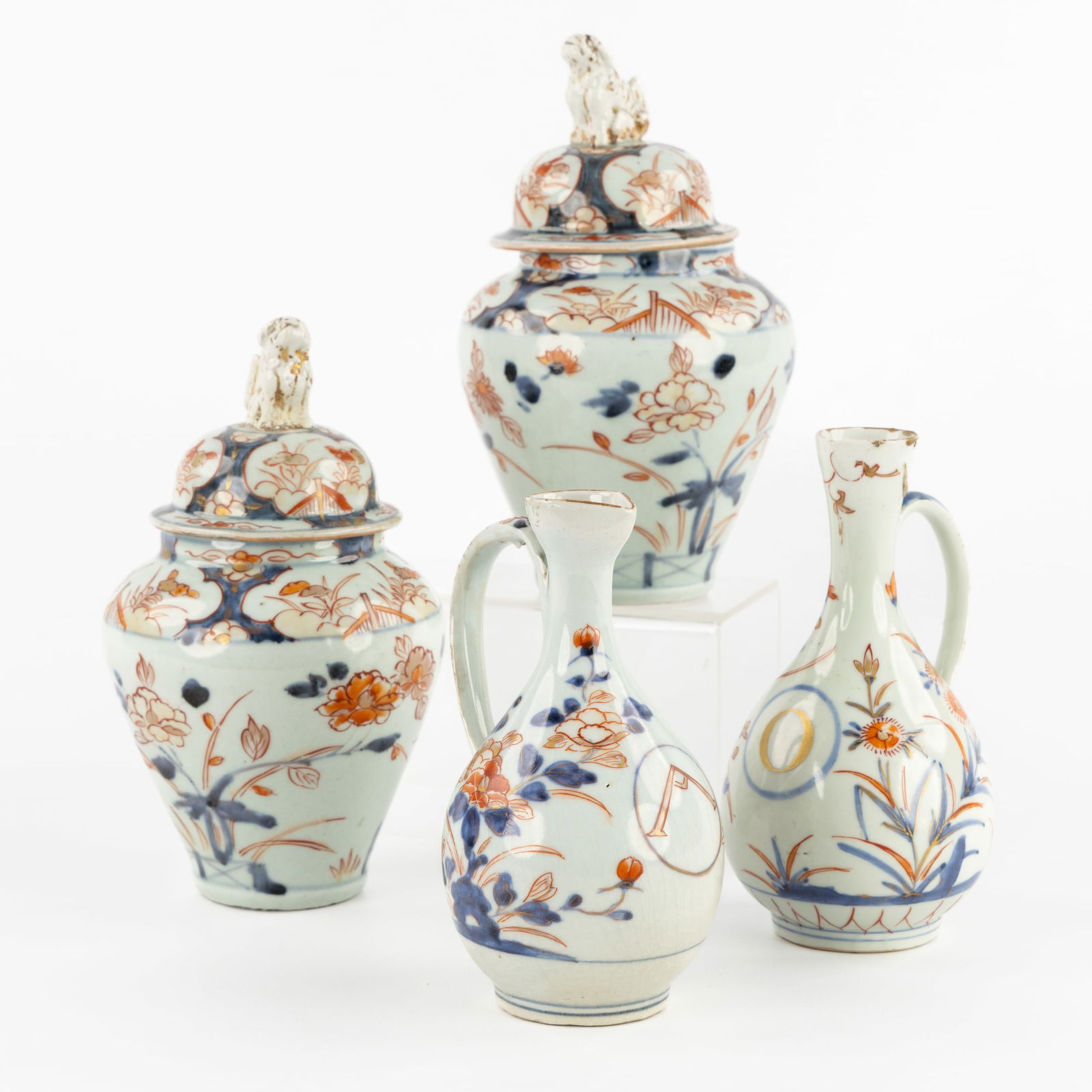 Two Imari Oil and Vinegar Jugs, Added a Pair of Lidded Vases, Japan, Edo and later, 18th and 19th C. (1 of 8)