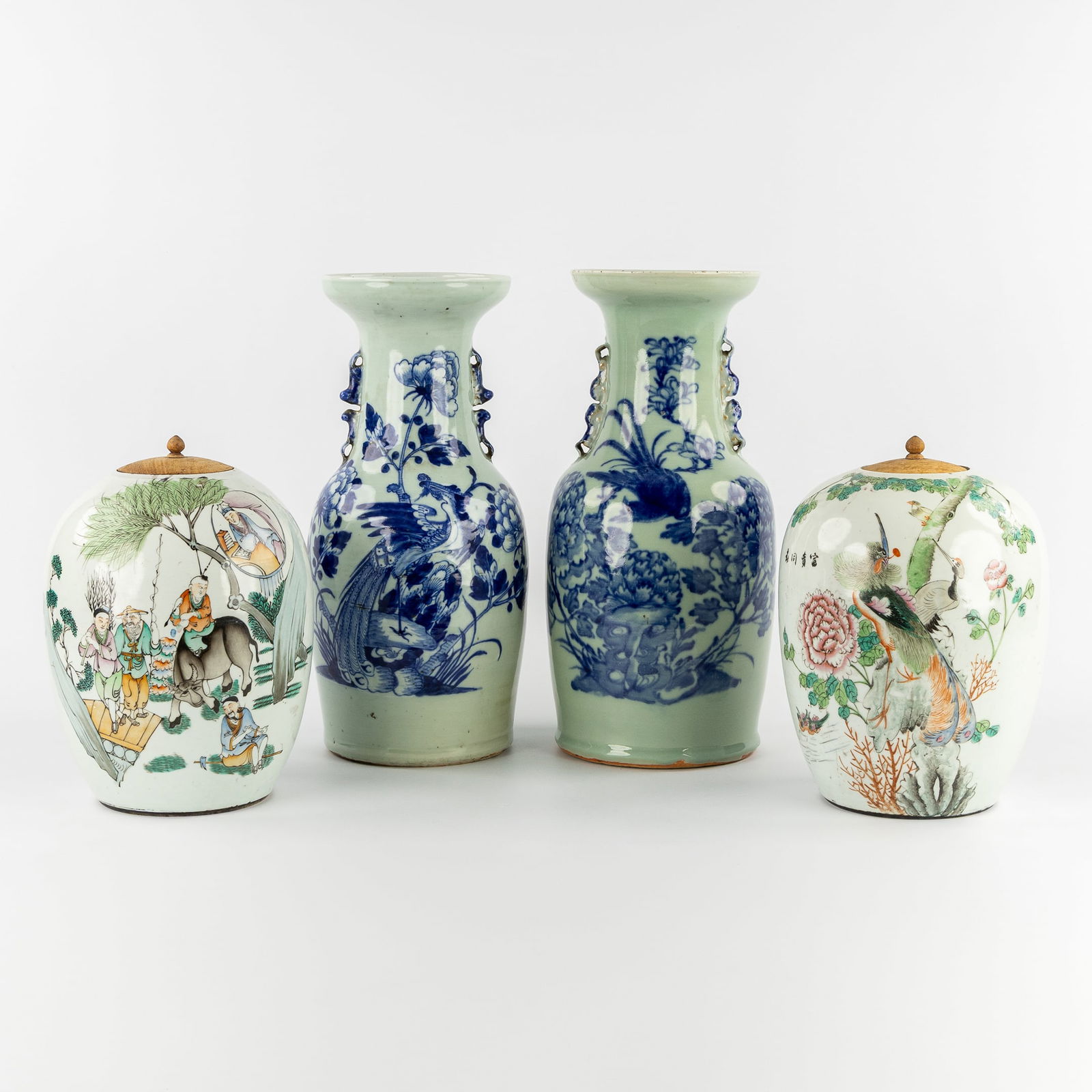Two Chinese Celadon Vases and Two Famille Rose Ginger Jars, 19th/20th C. (1 of 7)