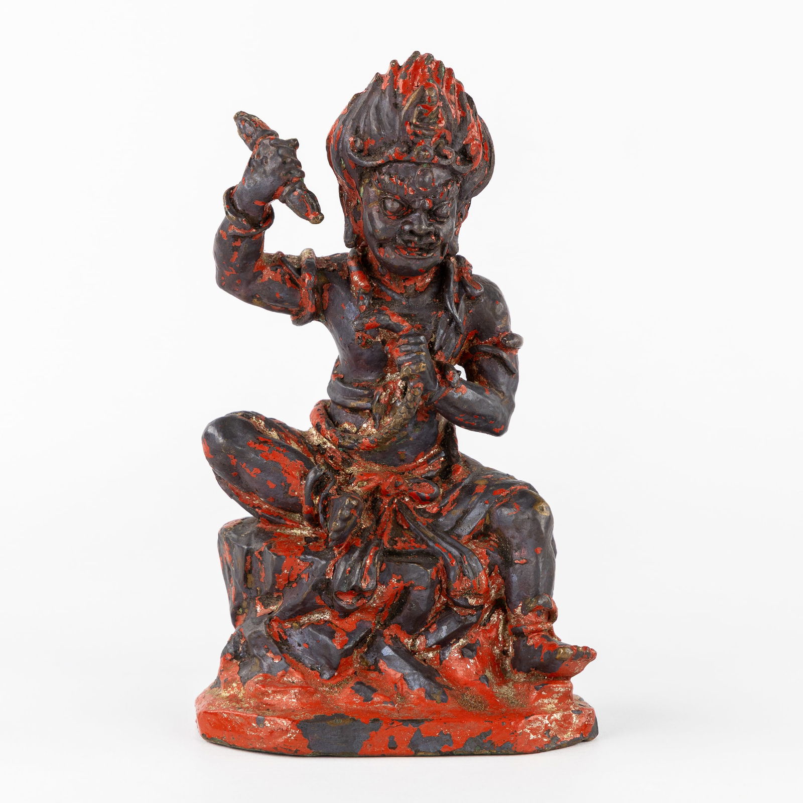 A Bronze sculpture of the Buddhist Deity Vajrapani, Protector of Buddha, patinated bronze. 18th/19th (1 of 7)