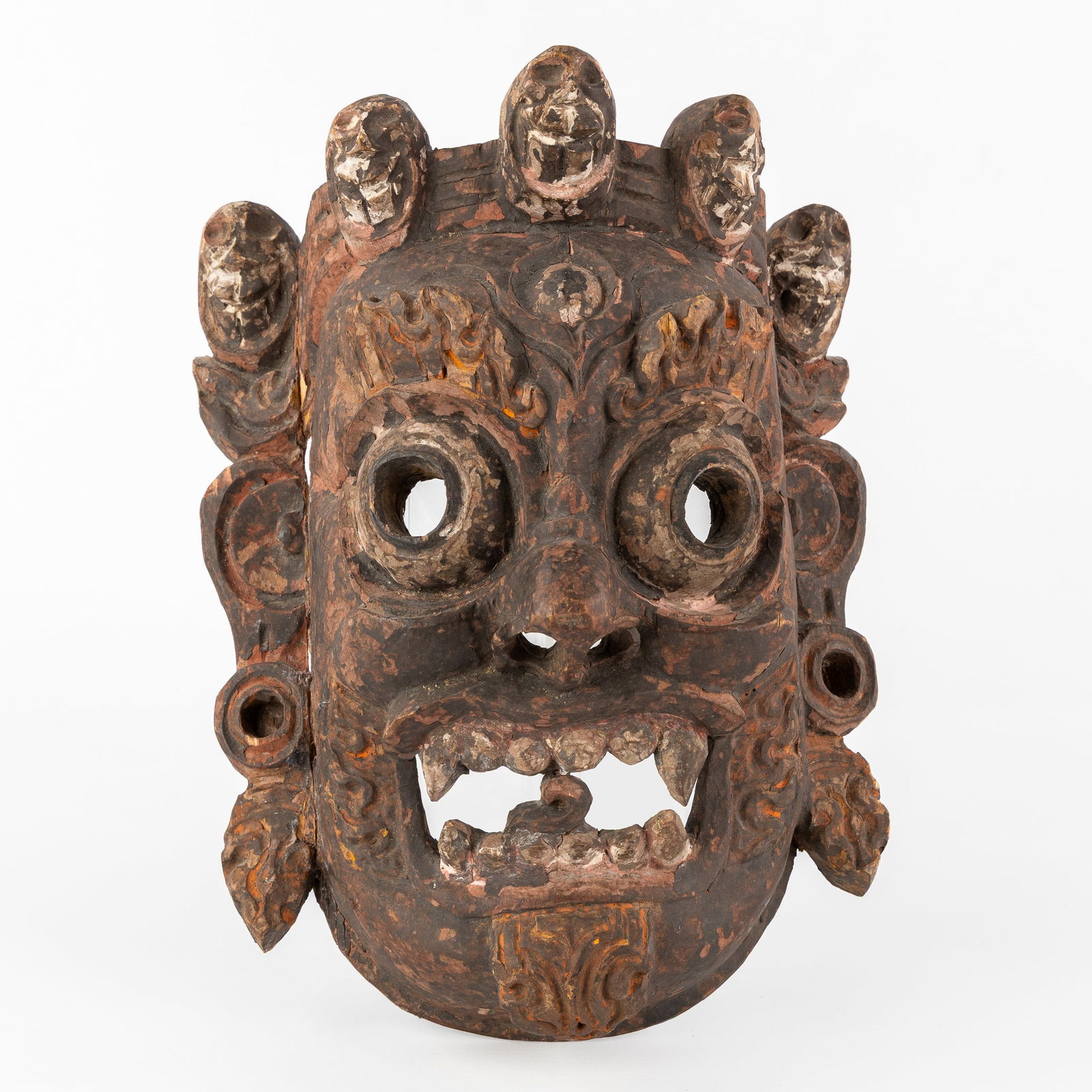 A 'Mahakala' Ceremonial Mask, Sculptured Wood, Nepal or Tibet, 19th/20th C. (1 of 7)