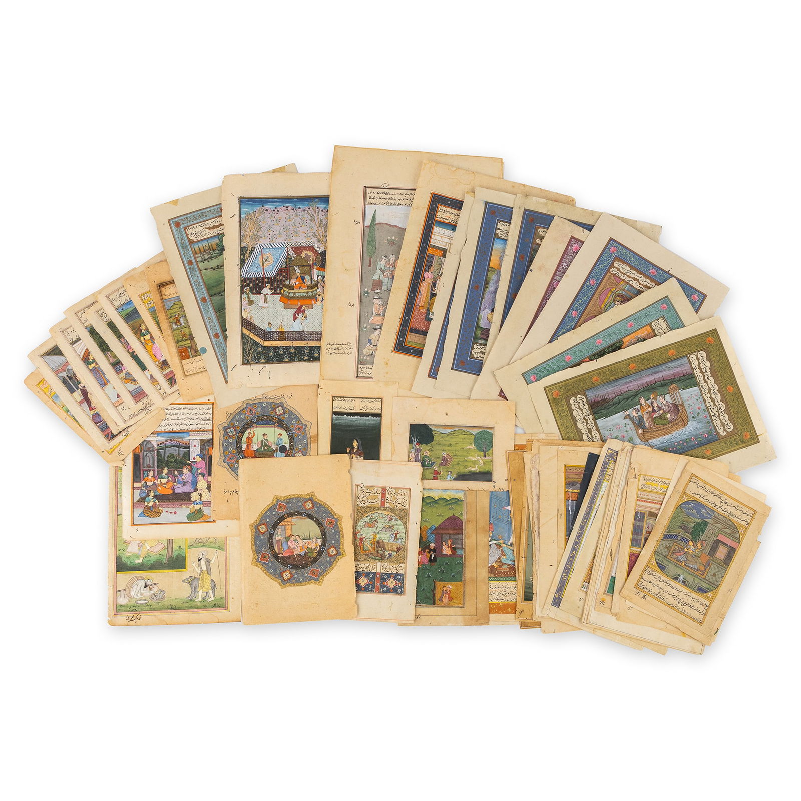 A Large Collection of Finely Painted Persian and Indian Miniatures, 53 pieces, 19th/20th century. (1 of 4)