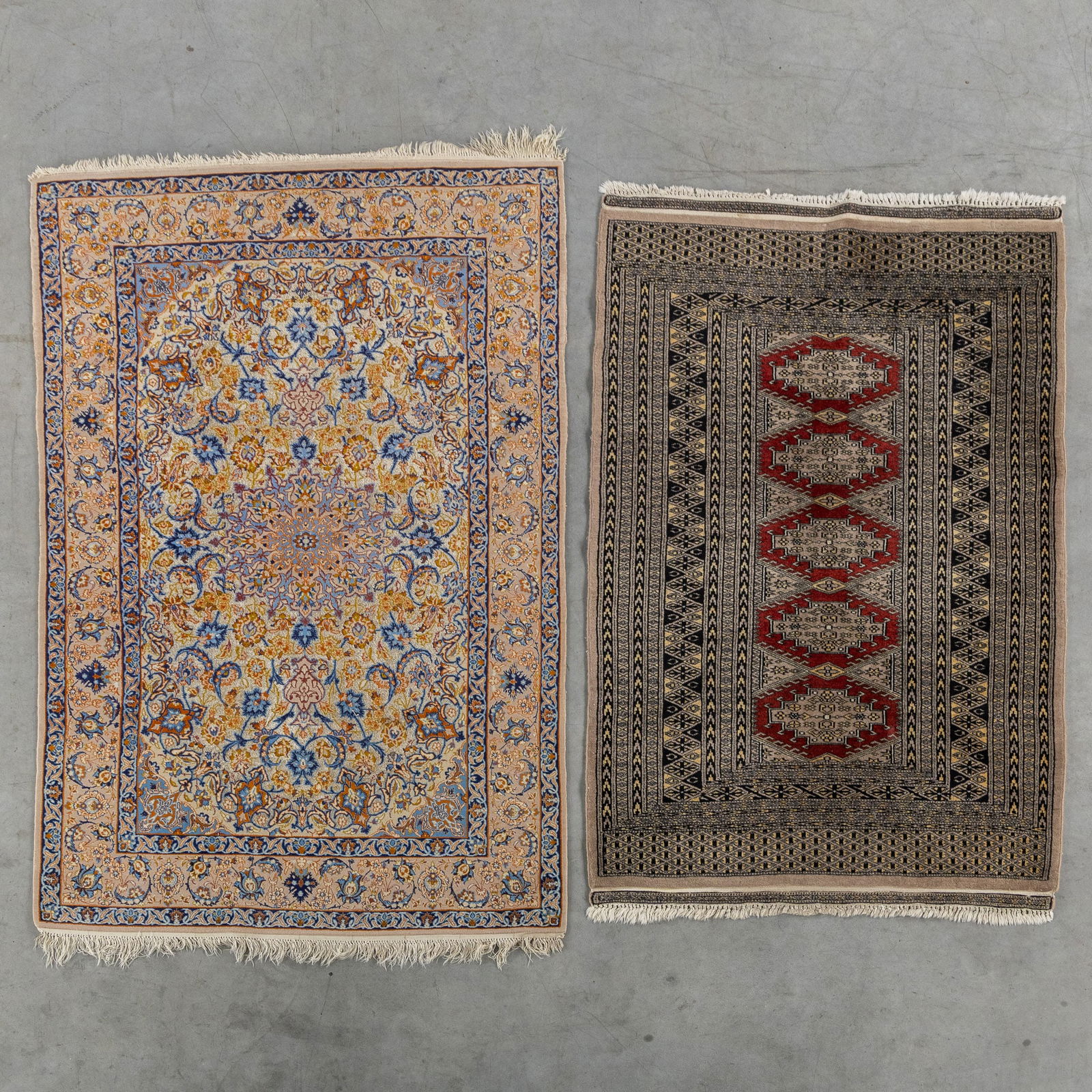 Two Oriental Hand-Made Carpets, Isfahan and Bokhara: Two Oriental Hand-Made Carpets, Isfahan and Bokhara Isfahan (168 x 109 cm)Bokhara (156 x 97 cm)