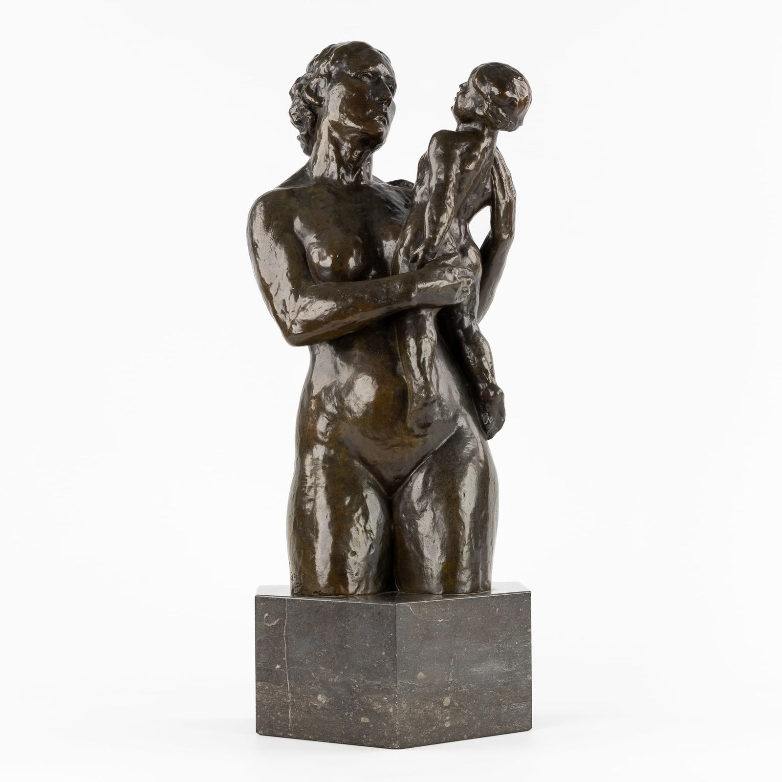 Gustave Jacobs (1891-1986) 'Mother with Child', patinated bronze. (1 of 7)