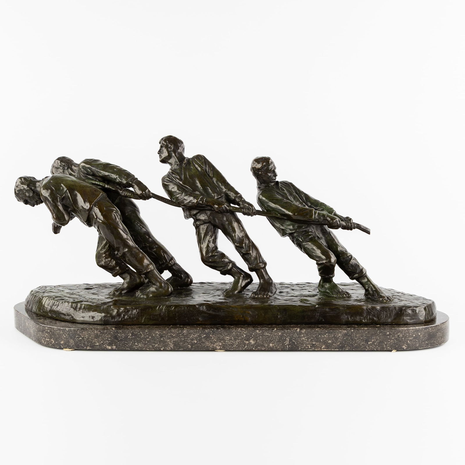 Victor Demanet (1895-1964) 'Les Bateliers de la Volga', a large patinated bronze sculpture. (1 of 9)