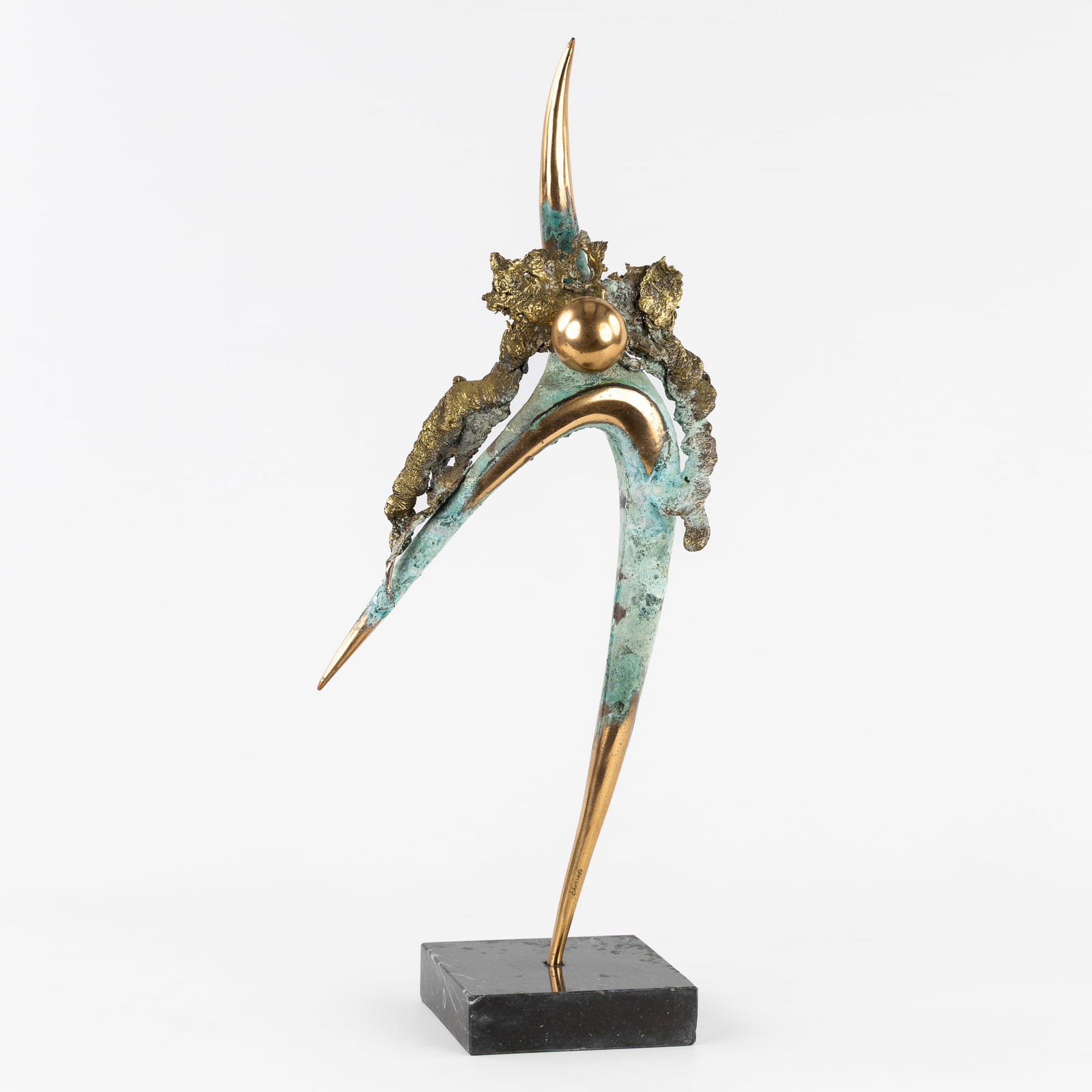 Alain Cantarel (1949) 'Composition', bronze and marble.: Alain Cantarel (1949) 'Composition', bronze and marble. Polished, patinated and oxidised bronze. Signed 'CANTAREL'. Mounted on a marble base.