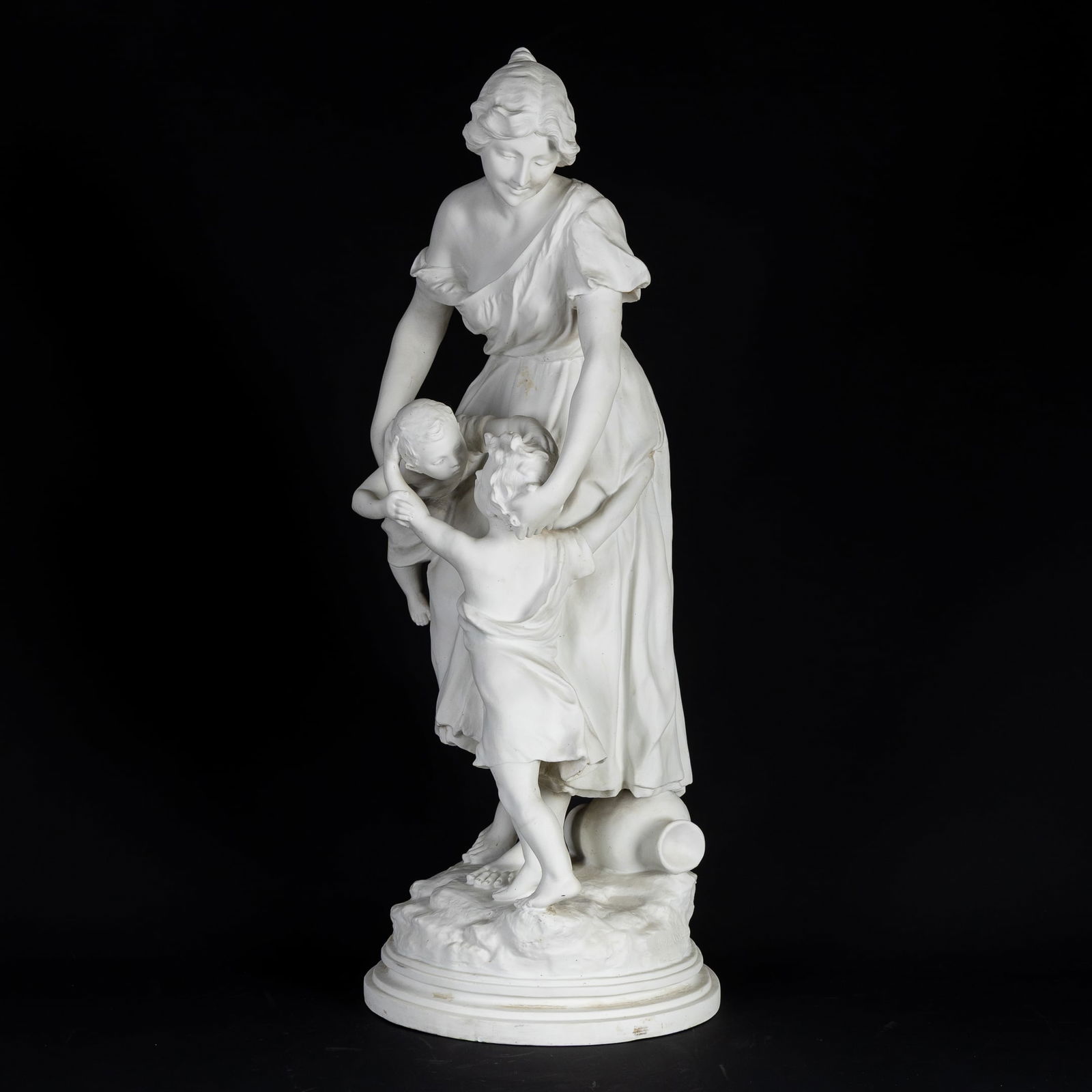 Luca Madrassi (1848-1919) 'Le Baiser des Enfants', biscuit porcelain, Sèvres marked. (1 of 10)
