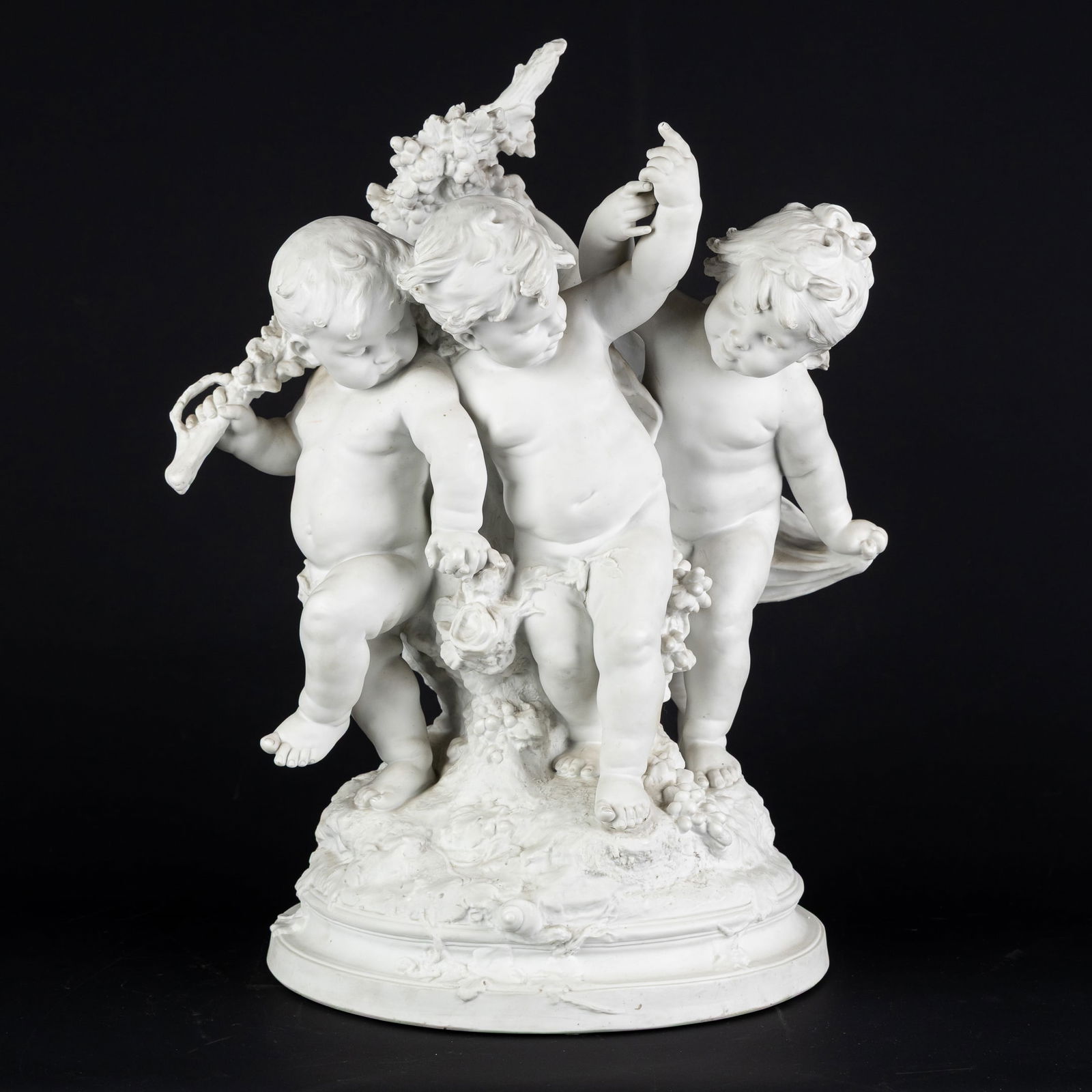 Auguste Moreau (1834-1917) 'Les Trois Amours', Sèvres Style, a Large Biscuit Porcelain Group. (1 of 9)