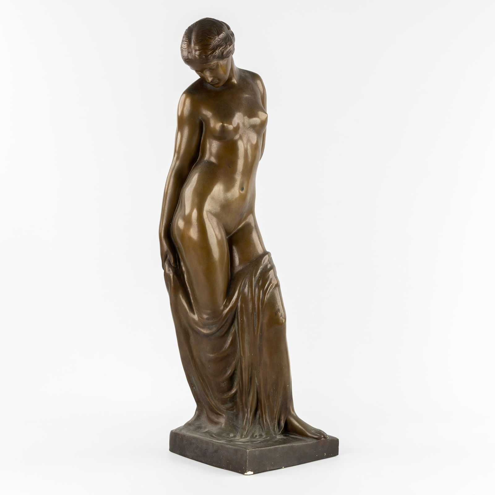 Ernst Seger (1868-1939) 'Helena', patinated terracotta.: Ernst Seger (1868-1939) 'Helena', patinated terracotta. Bronze patinated terracotta.Helena, female nude.Signed.
