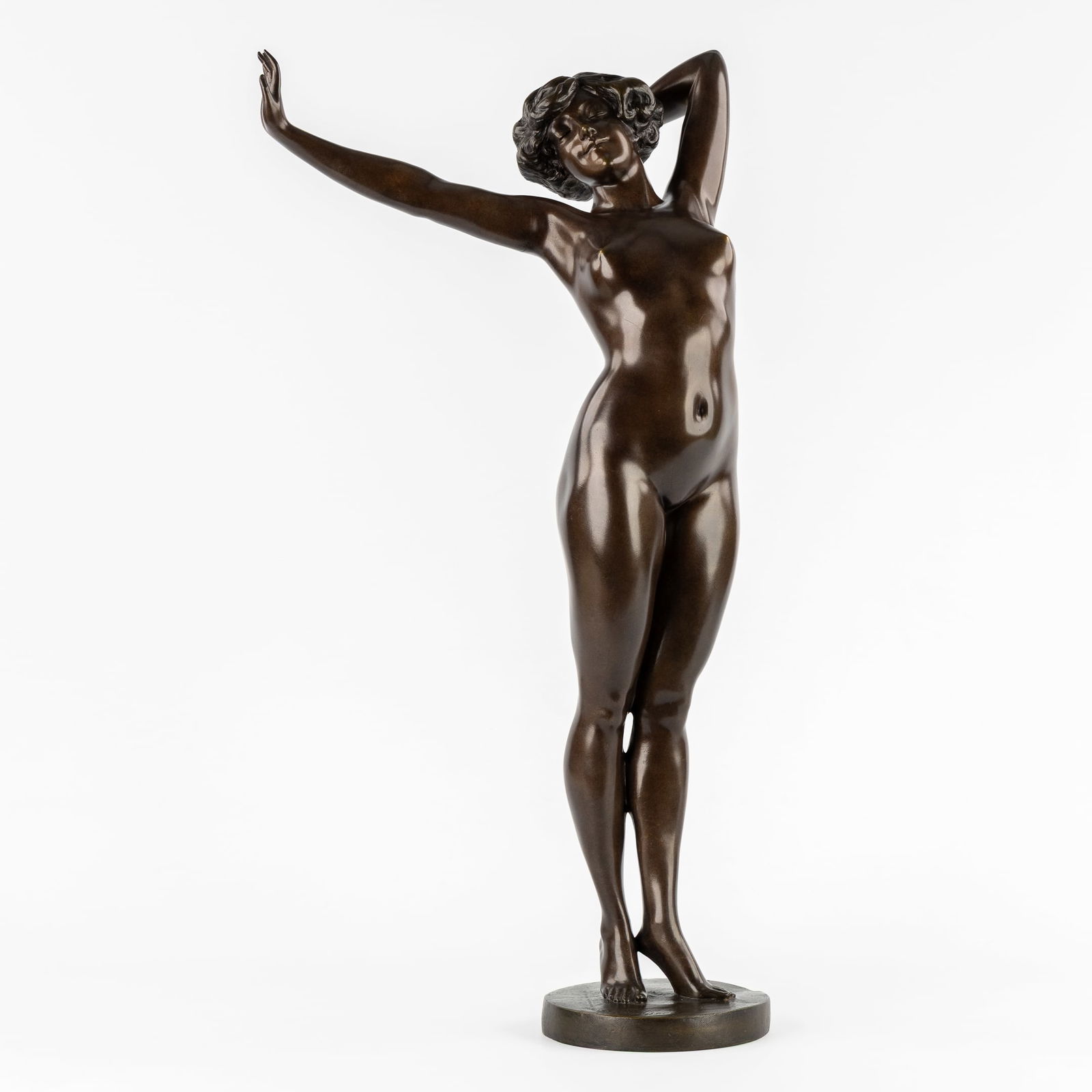 Paul Philippe (1870-1930) 'Le Réveil', patinated bronze, Fonderie Goldscheider, Art Deco. (1 of 9)
