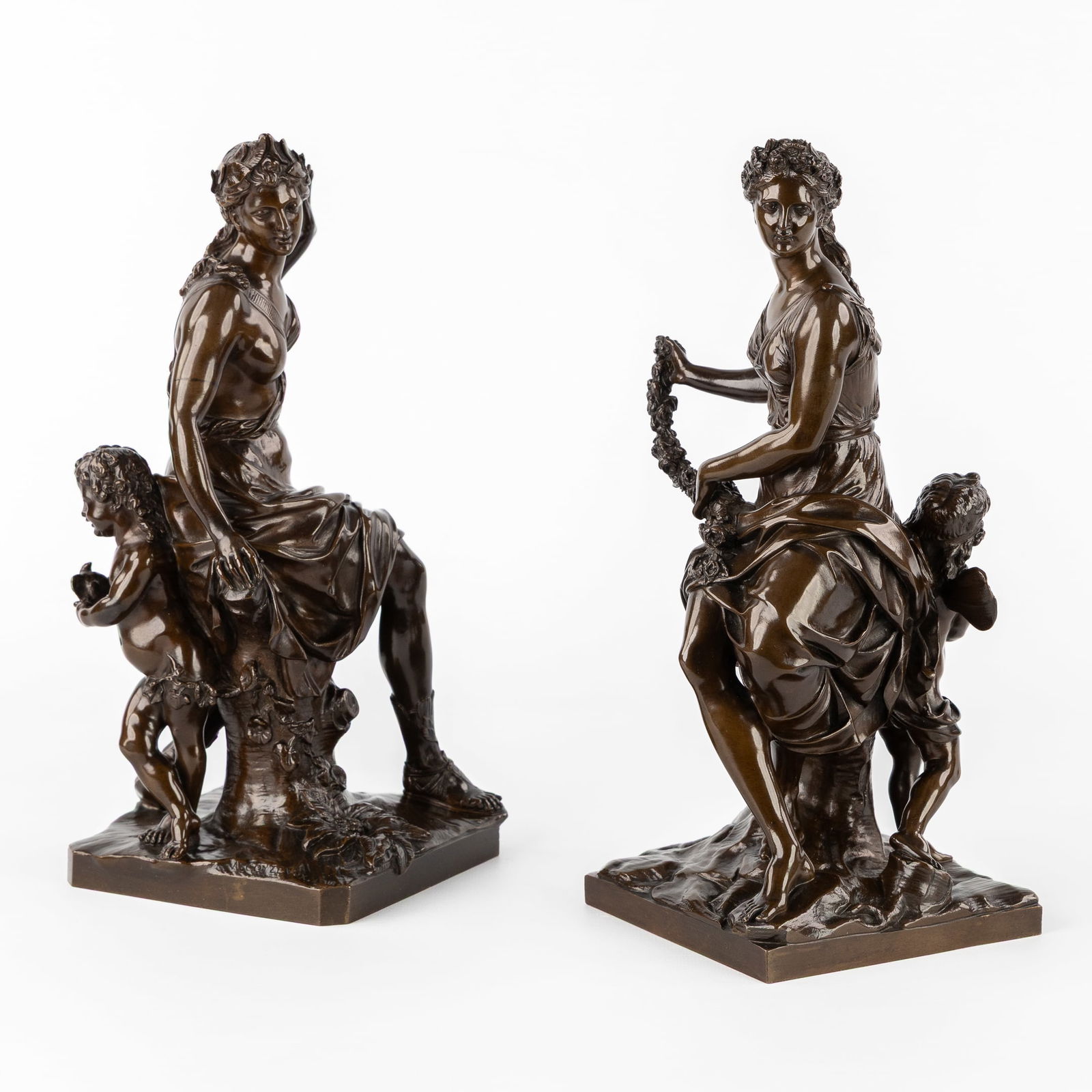 After Charles-Antoine Coysevox (1640-1720) Barbedienne, 'Flore et L'Amour' and 'Hamadryade et (1 of 13)