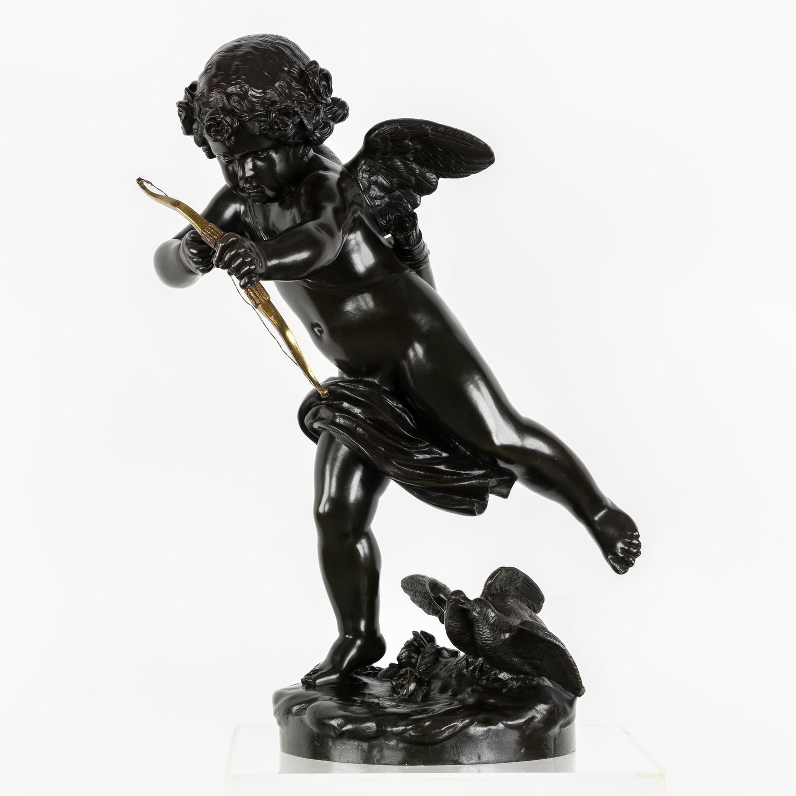 Jean Antoine Houdon (1741-1828) 'Cupid', patinated bronze. (1 of 10)