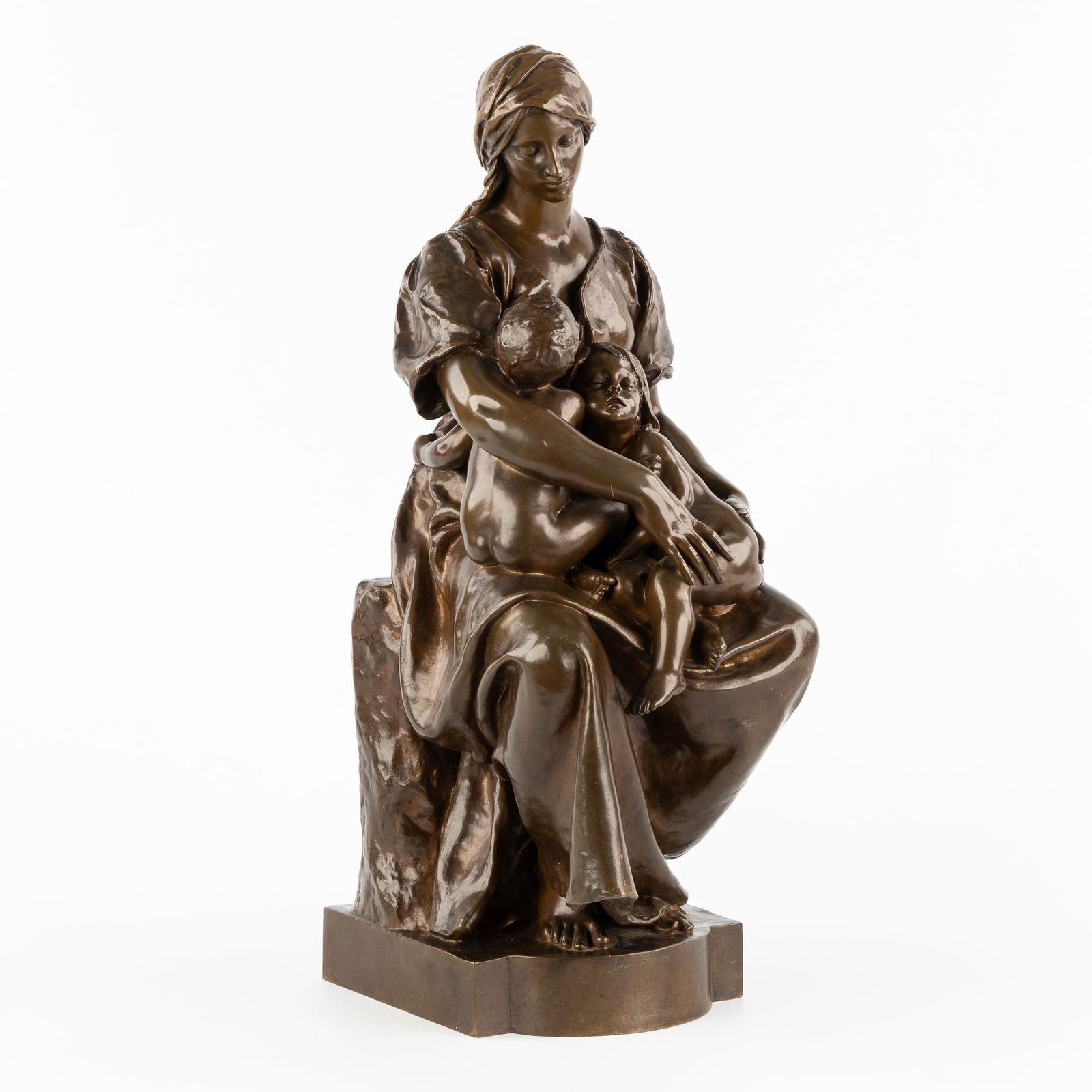 Paul Dubois (1829-1905) 'Maternité', Patinated Bronze, Fonderie Barbedienne, 19th C. (1 of 11)