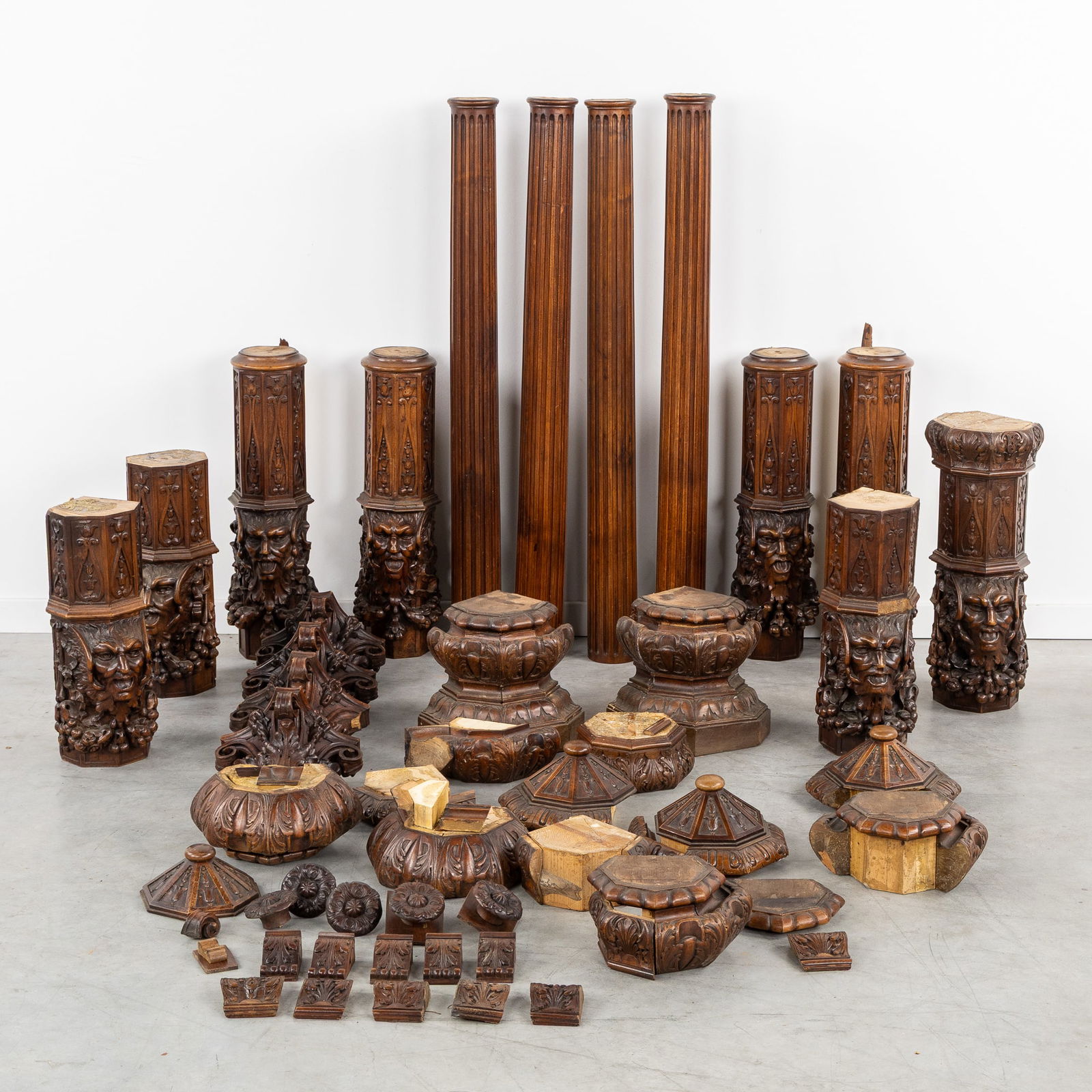A Large Collection of Ornamental Wooden Sculptures, Approximately 45 pieces. (1 of 5)