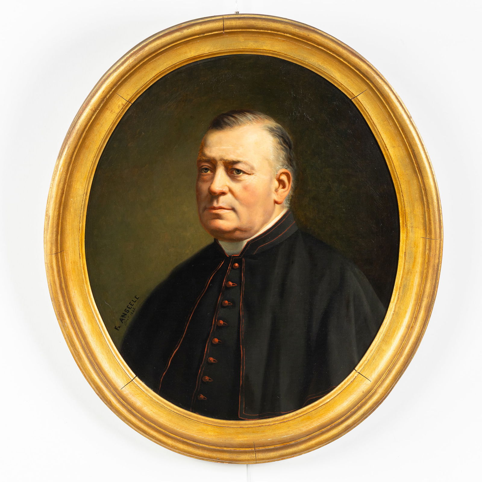 Frans Anseele (1819-1897) 'Portrait of Mgr. Aime Boone', oil on canvas (1882). (1 of 5)