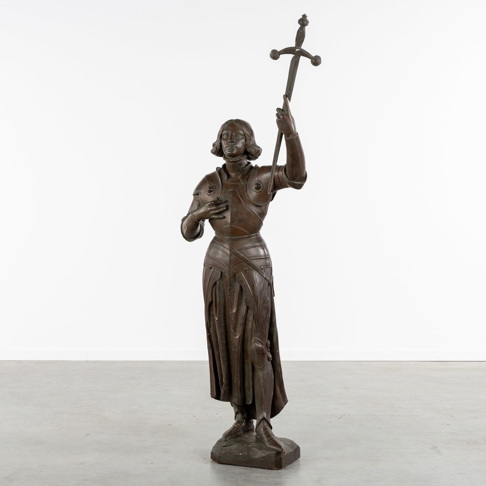 Joan of Arc, a Large Patinated Plaster Statue, Signed 'G.H. Parentani Frères, Brussels'. (1 of 11)