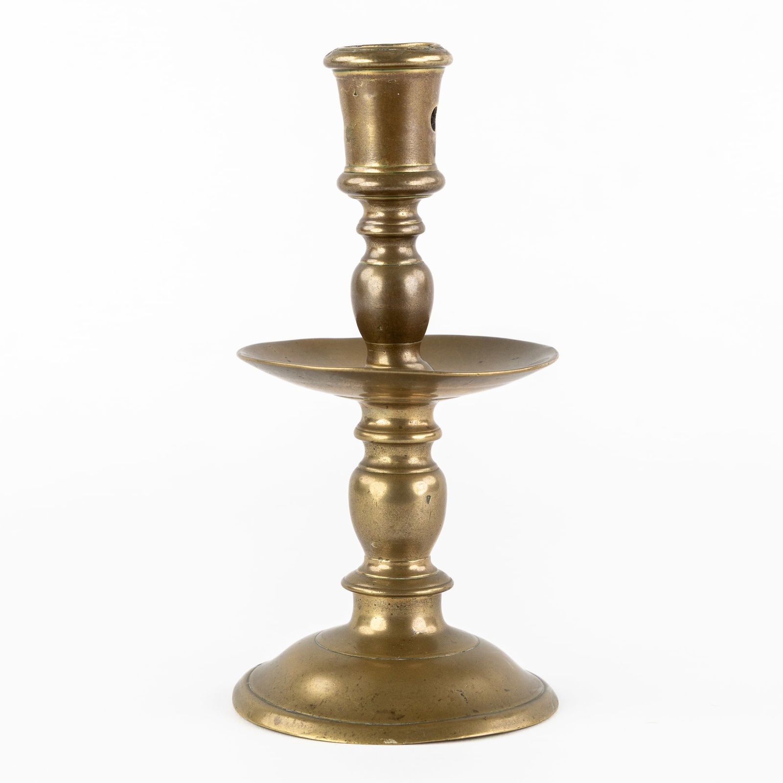 An Antique 'Disc Candlestick', Flanders or the Netherlands, 17th C. (1 of 3)