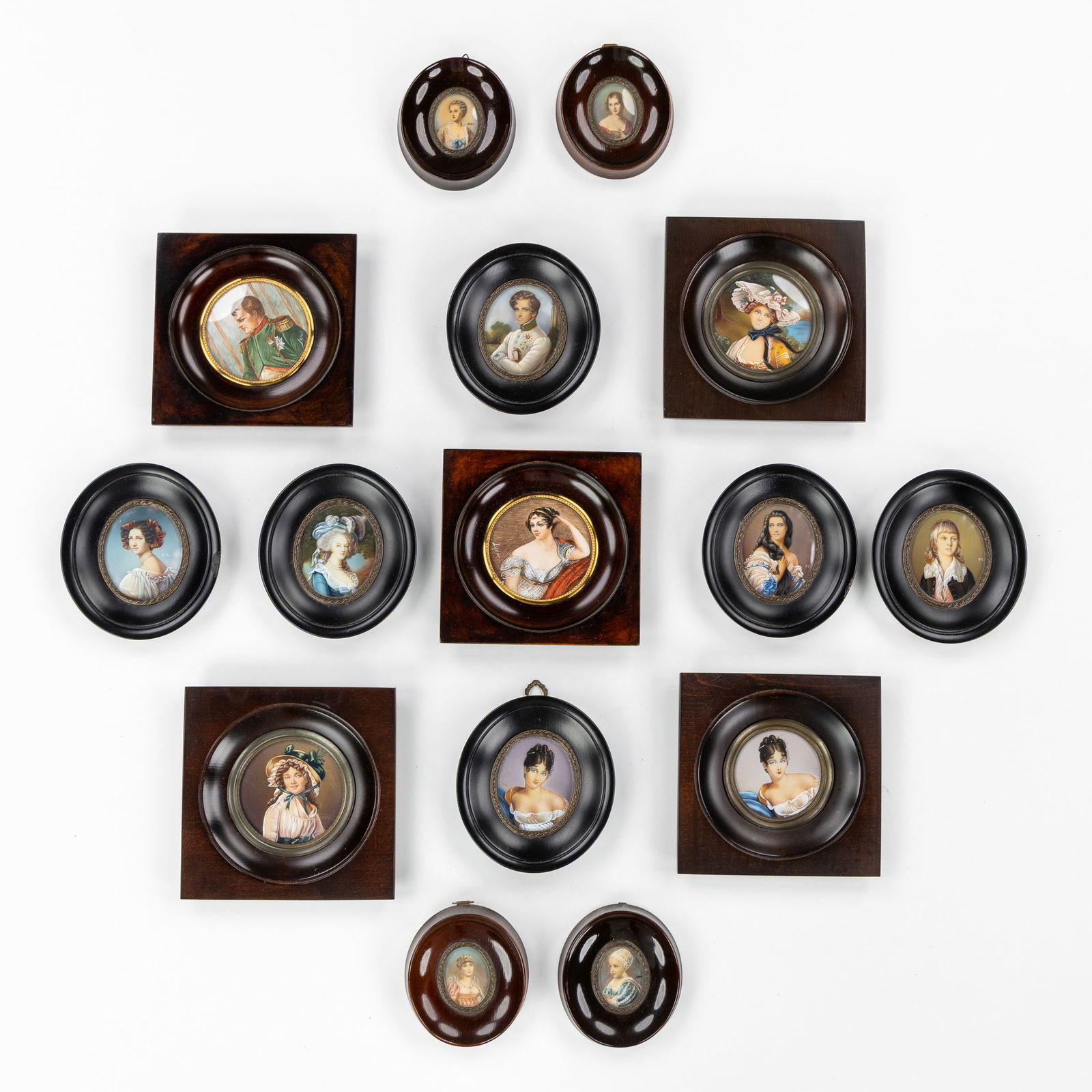 A Collection of 15 Fine Miniature Portrait Paintings, 20th C. (1 of 6)