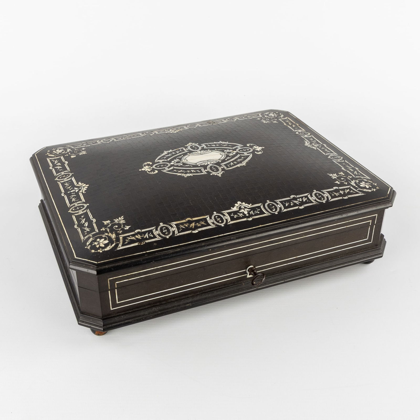 An Italian Game Box or Chest, Ebony and Ivory Inlay, Renaissance style, Italy, circa 1900. (1 of 8)