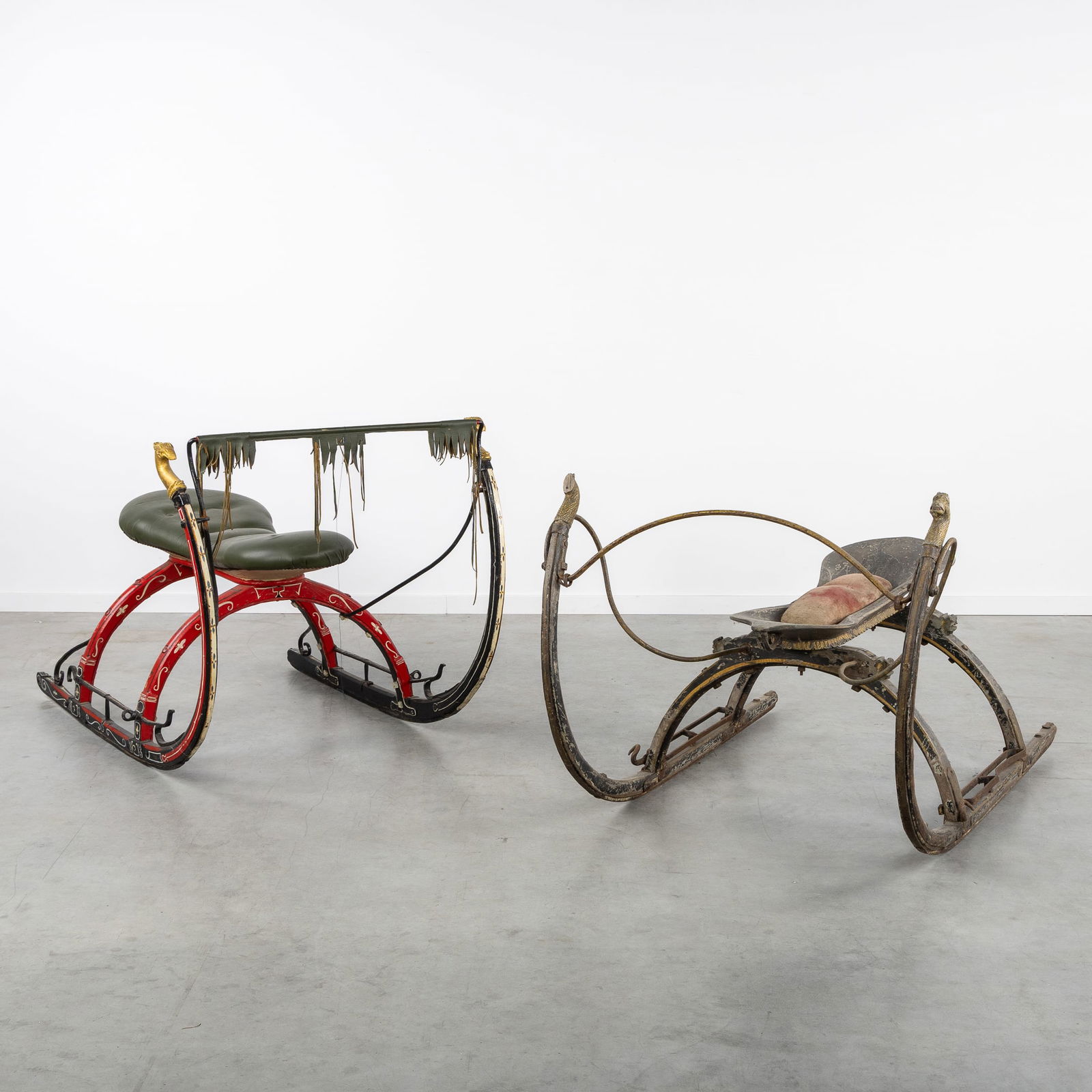 Two Antique Sleighs, Patinated wood and Wrought Iron, 19th C. (1 of 18)