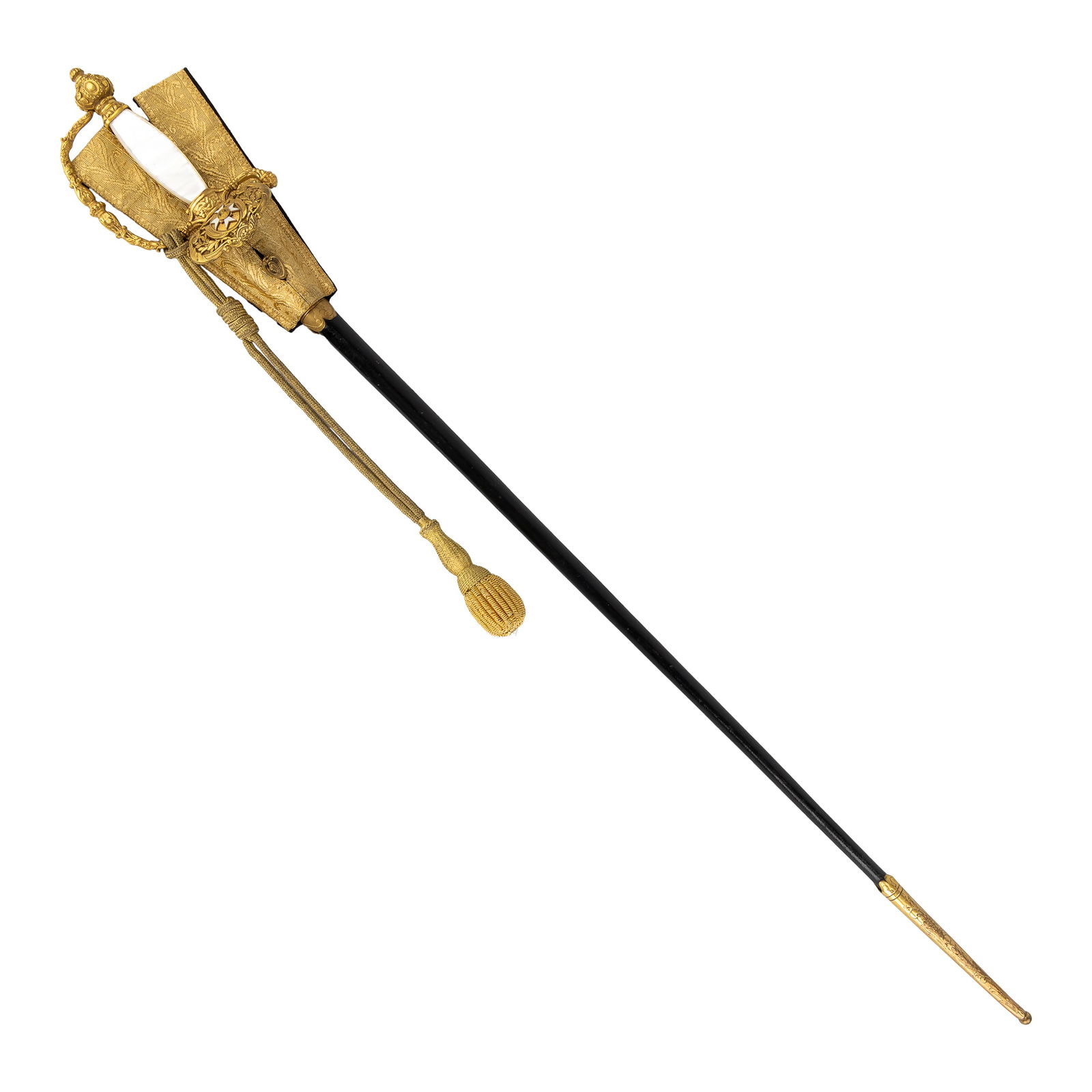 A Ceremonial Sword of the Order of Saint Sylvester, Gilded Brass and Mother-of-Pearl, marked Tavani (1 of 6)