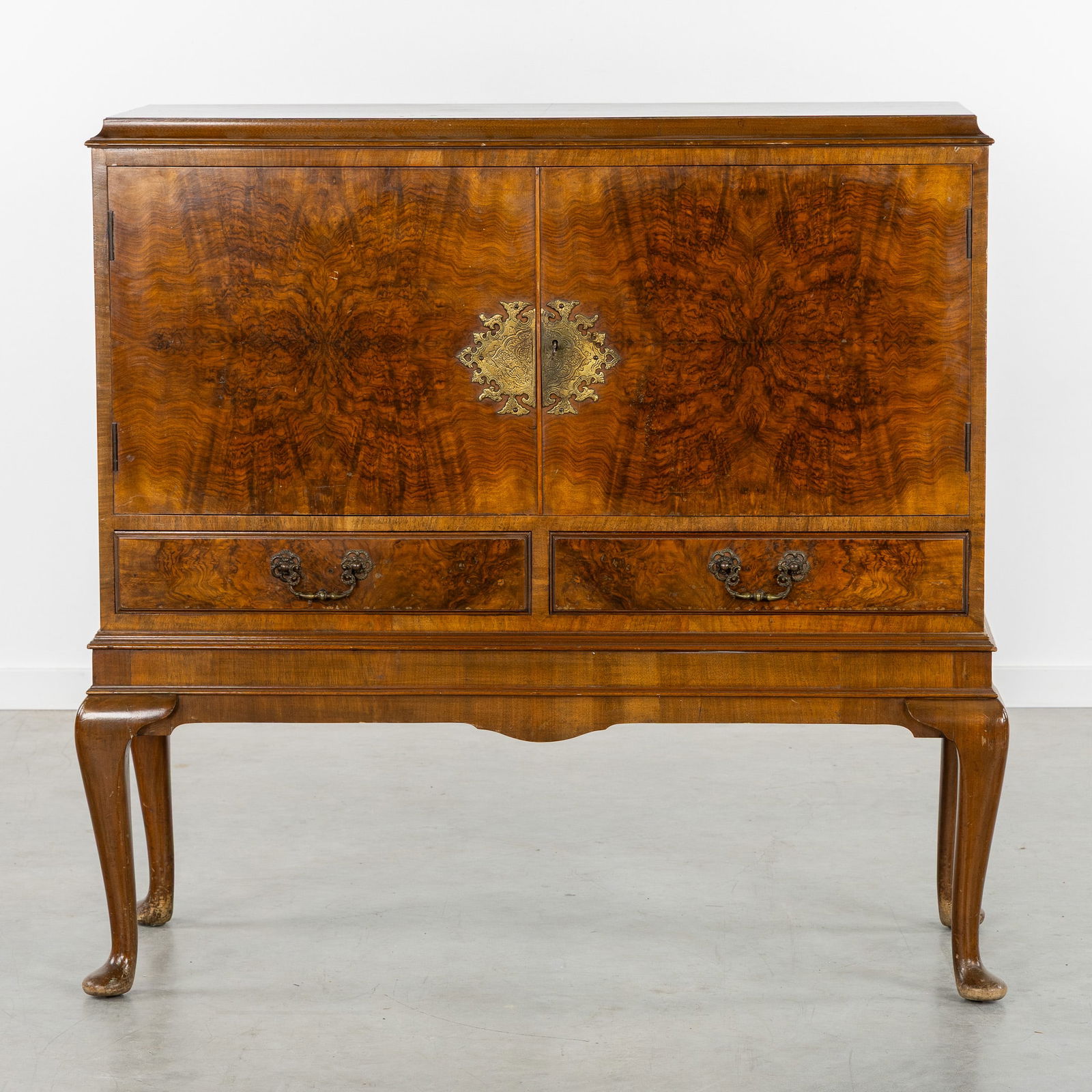 A Side Cabinet, Walnut and Burl Wood Veneer, Queen Anne style, England. 19th (1 of 6)