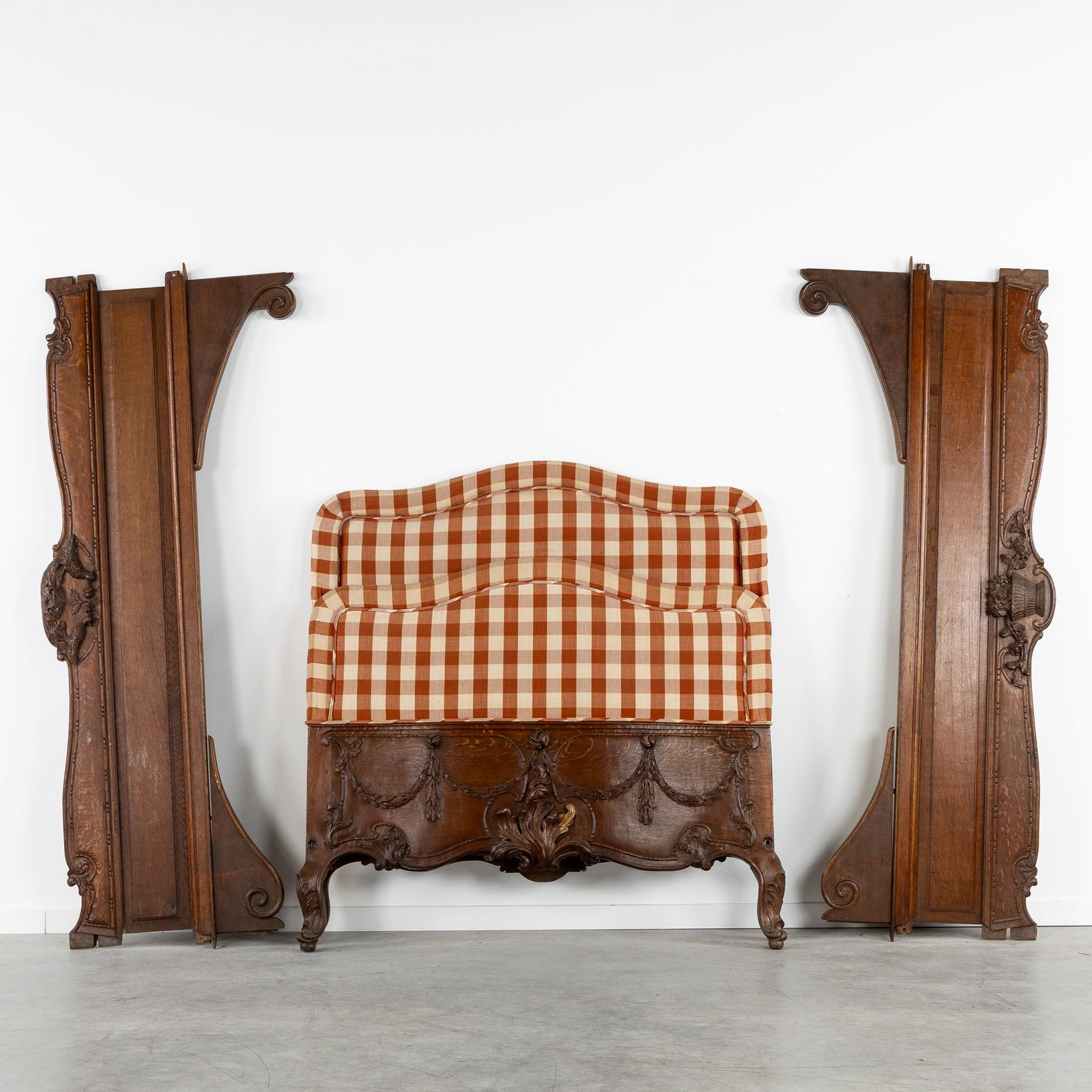 French school, A Bed decorated with Sculptured Birds, a Flower Basket and Garlands, Transition (1 of 7)