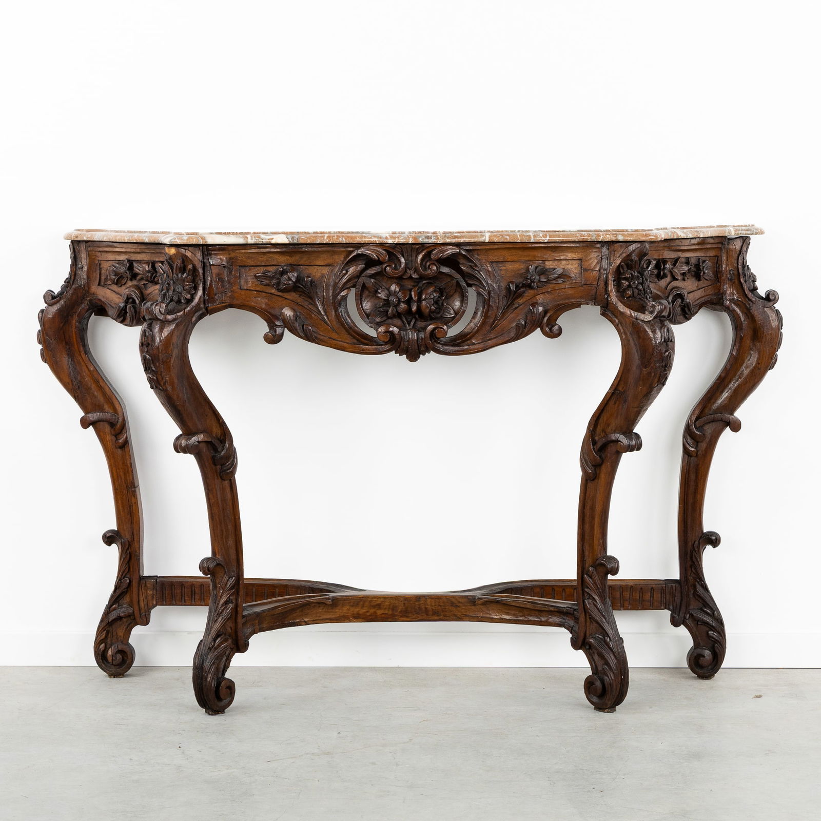 A Console Table or Wall Console, Sculptured Wood and Marble, Louis XV style. (1 of 7)