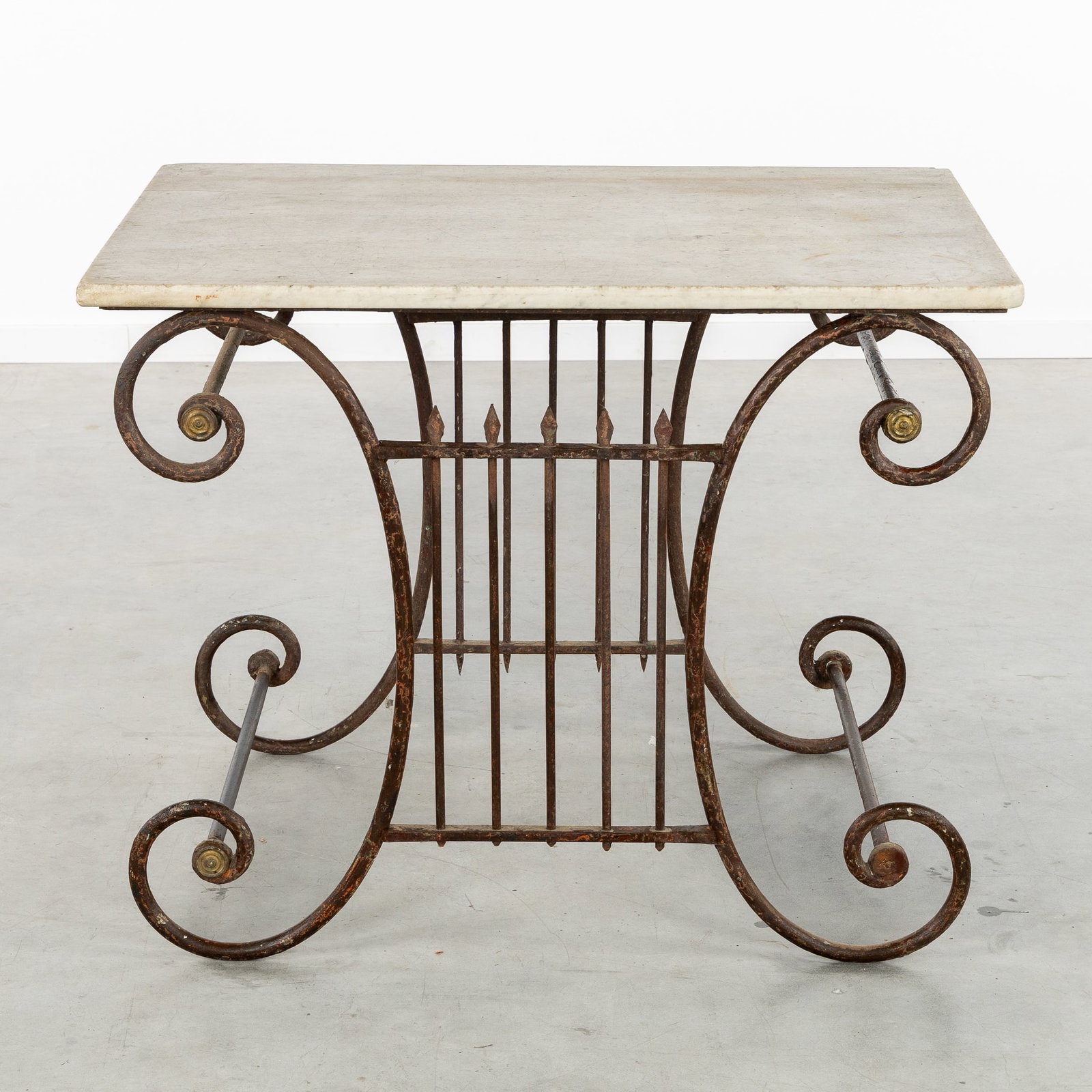 An Antique Butcher's Table, White Marble and Wrought Iron. Circa 1900. (1 of 6)