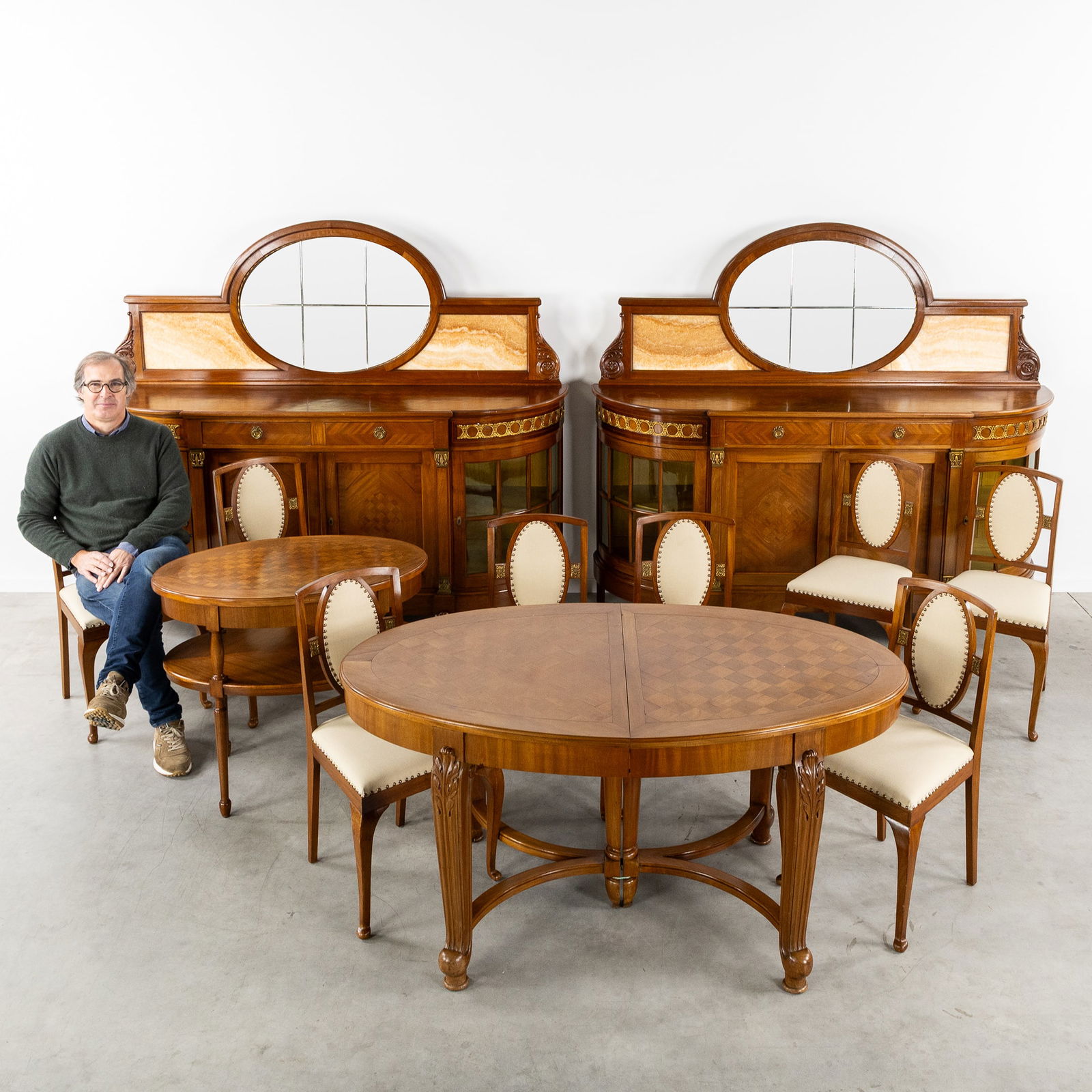 A 12-piece Dining Room, with Two Sideboards, Tea Table, Dining Table and Eight Chairs, by De Coene, (1 of 13)