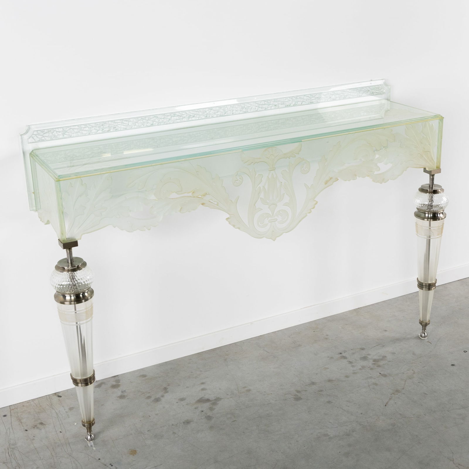A Casanova Mobile Console Table or Wall Console, glass and metal, in the Reflex style, Italy, 20th (1 of 6)