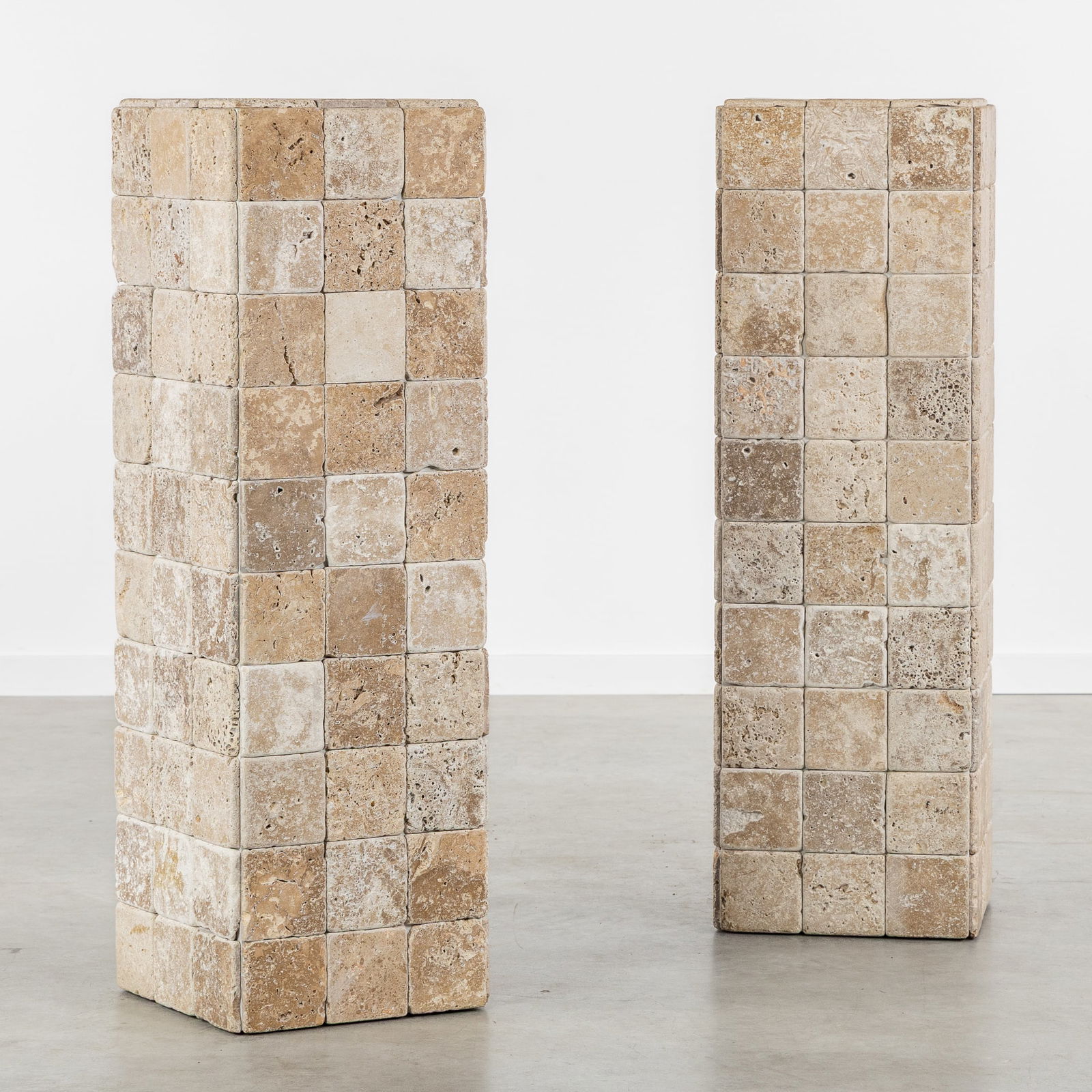 Flamant Home Interiors, A Pair of Decorative Consoles or Pedestals, Travertine. (1 of 5)