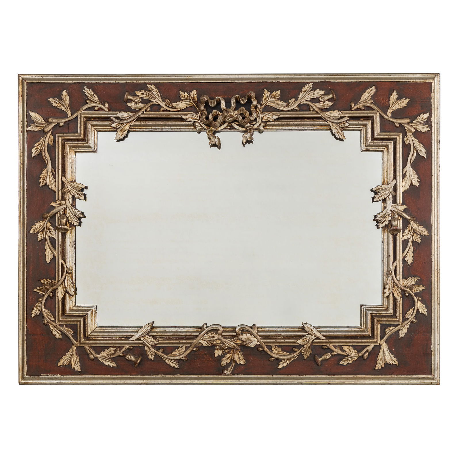 A Decorative Mirror, Gilded and Patinated Wood. (1 of 6)