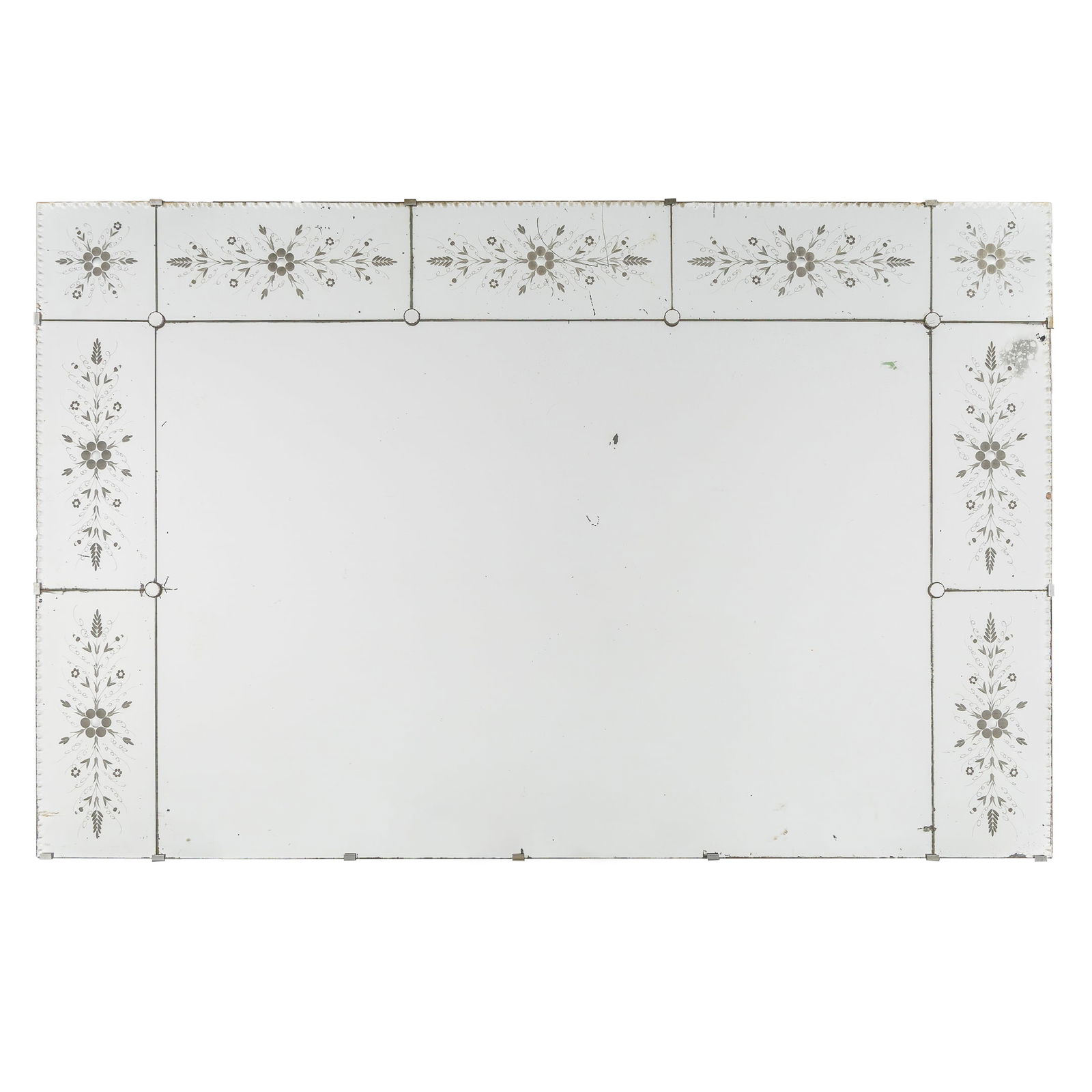 A Large Venetian Mirror with Cut Glass, Florally decorated. (1 of 2)