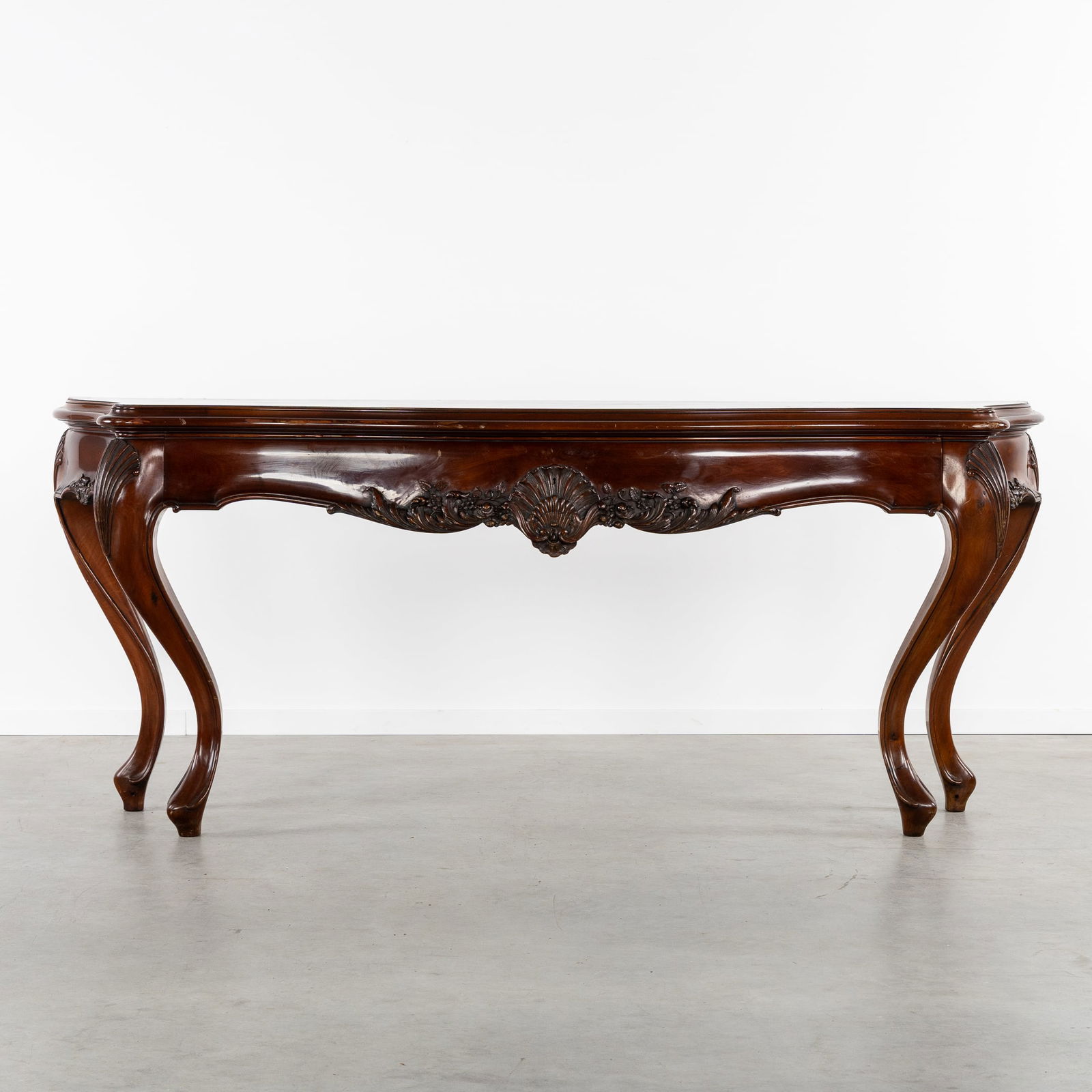 A Large Mahogany Console Table, Victorian Rococo Style, with a Cutlery Drawer, 20th C. (1 of 8)