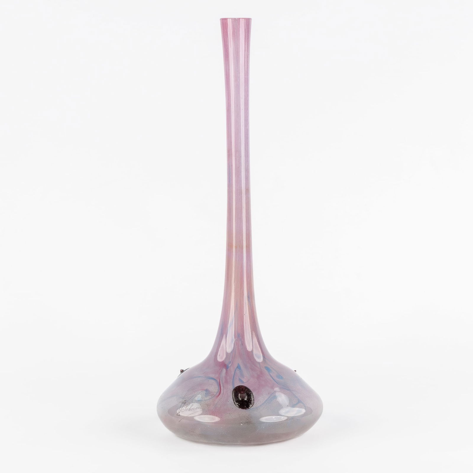 Schneider, A Soliflore Vase 'Bijou', Multi-layered Glass and Pate de Verre, Art Deco, circa 1920.: Schneider, A Soliflore Vase 'Bijou', Multi-layered Glass and Pate de Verre, Art Deco, circa 1920. Multi-layered glass and pate de verre.Soliflore vase, model 'Bijou'.Signed Schneider (a glass and the