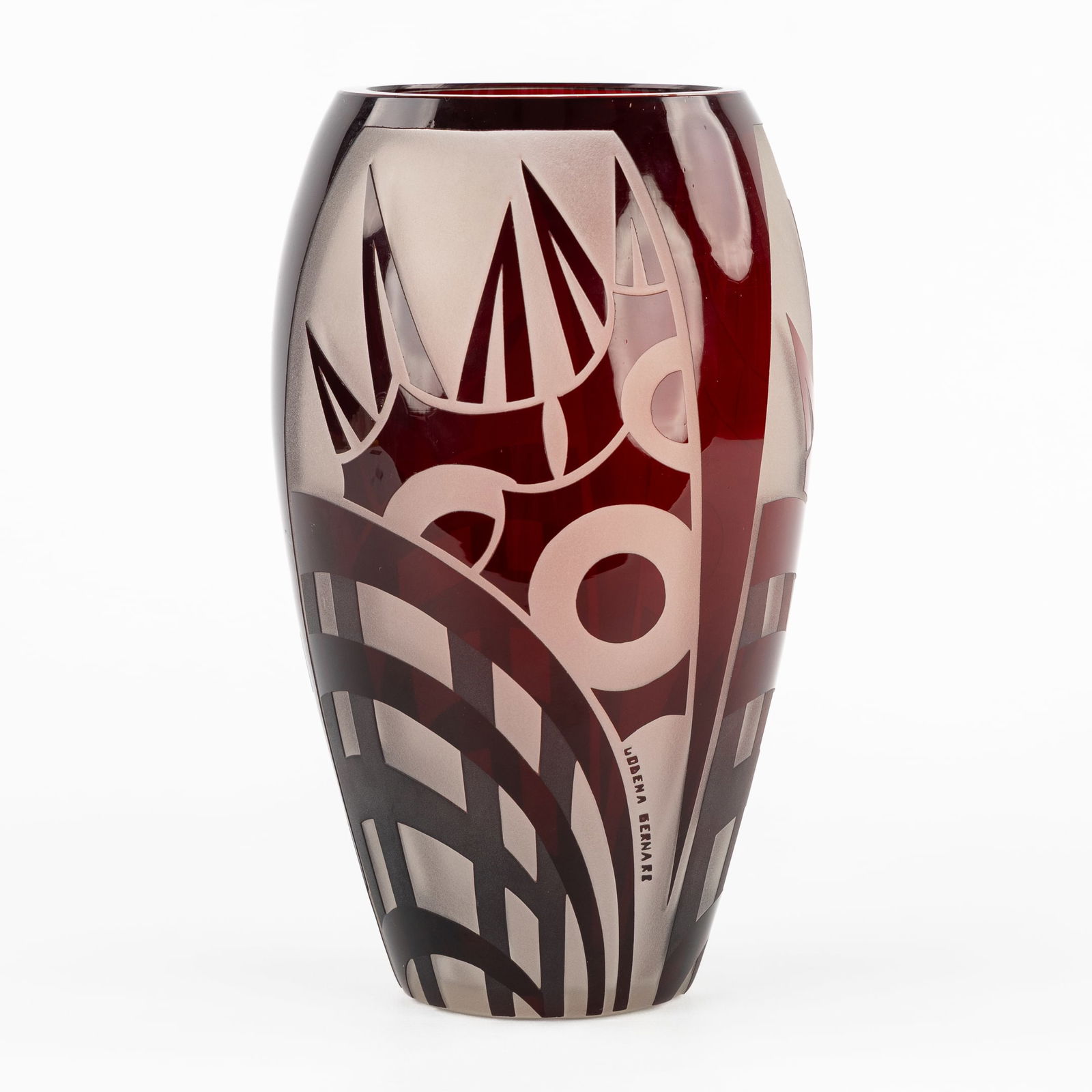 Gobena, Paul Bernard (XIX-XX) An Art Deco Vase with Geometric Decoration, Glass, Art Deco. (1 of 9)