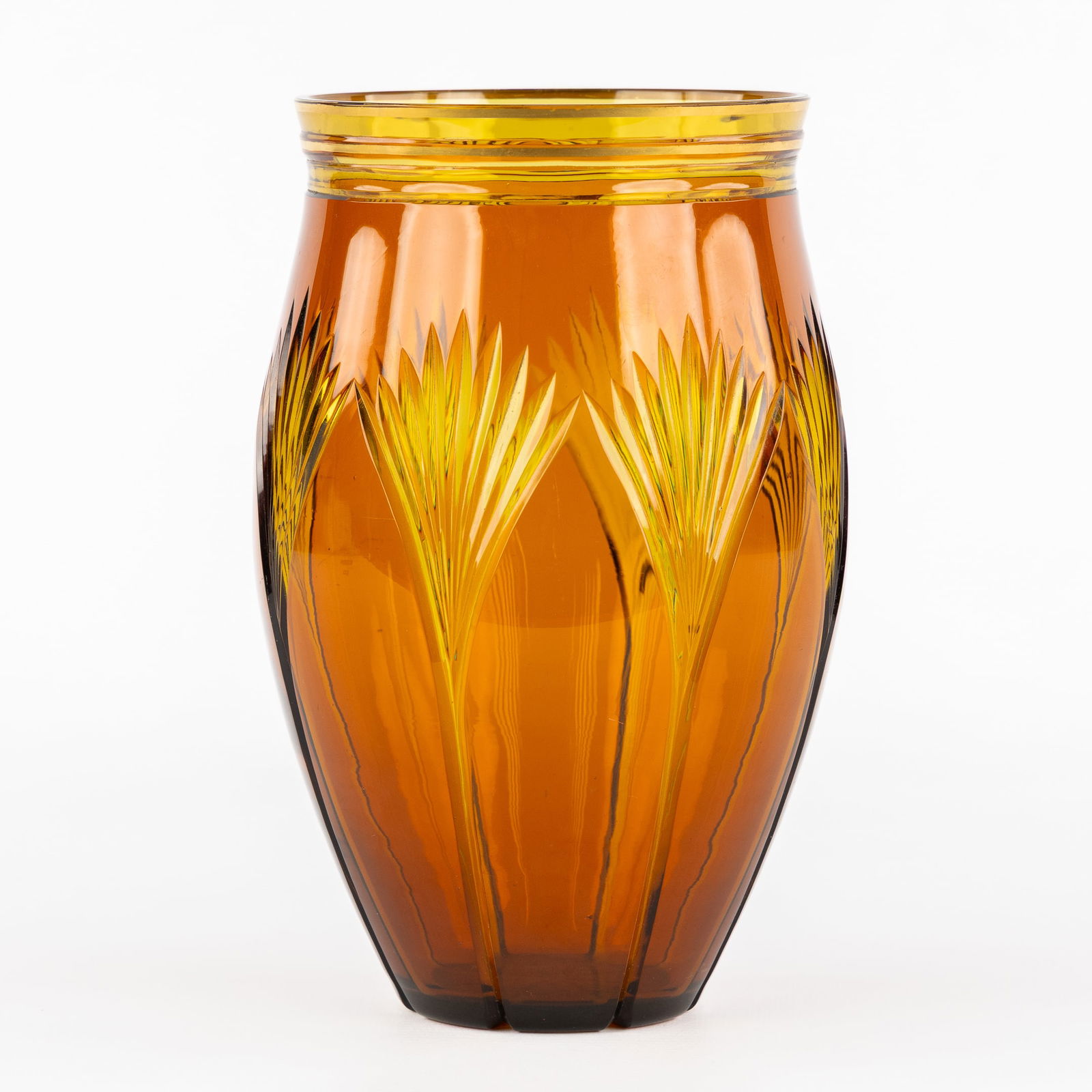 Val Saint Lambert, Leon Ledru (1855-1926) (Attr.) A Vase, Amber-Coloured and Cut Crystal, circa (1 of 8)