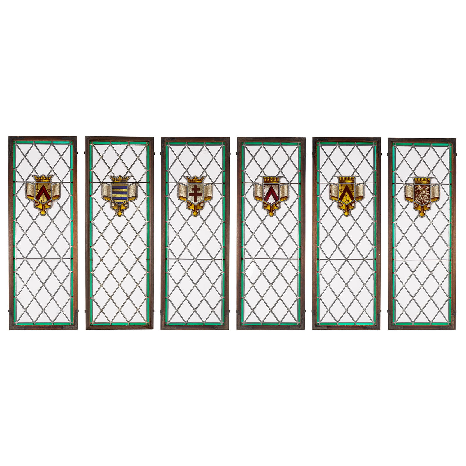 A Set of Six Stained-Glass Windows with Coats of Arms of Bruges, Tielt, Roeselare, Harelbeke, and (1 of 15)