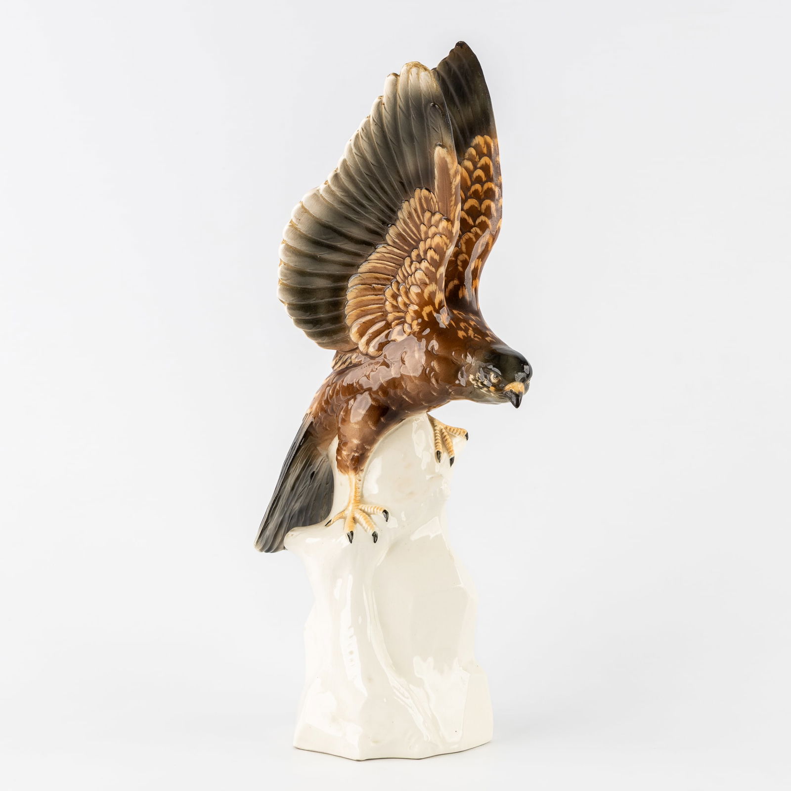 Sitzendorf, 'Falcon on a Rock', polychrome porcelain, Germany, 20th C. (1 of 8)