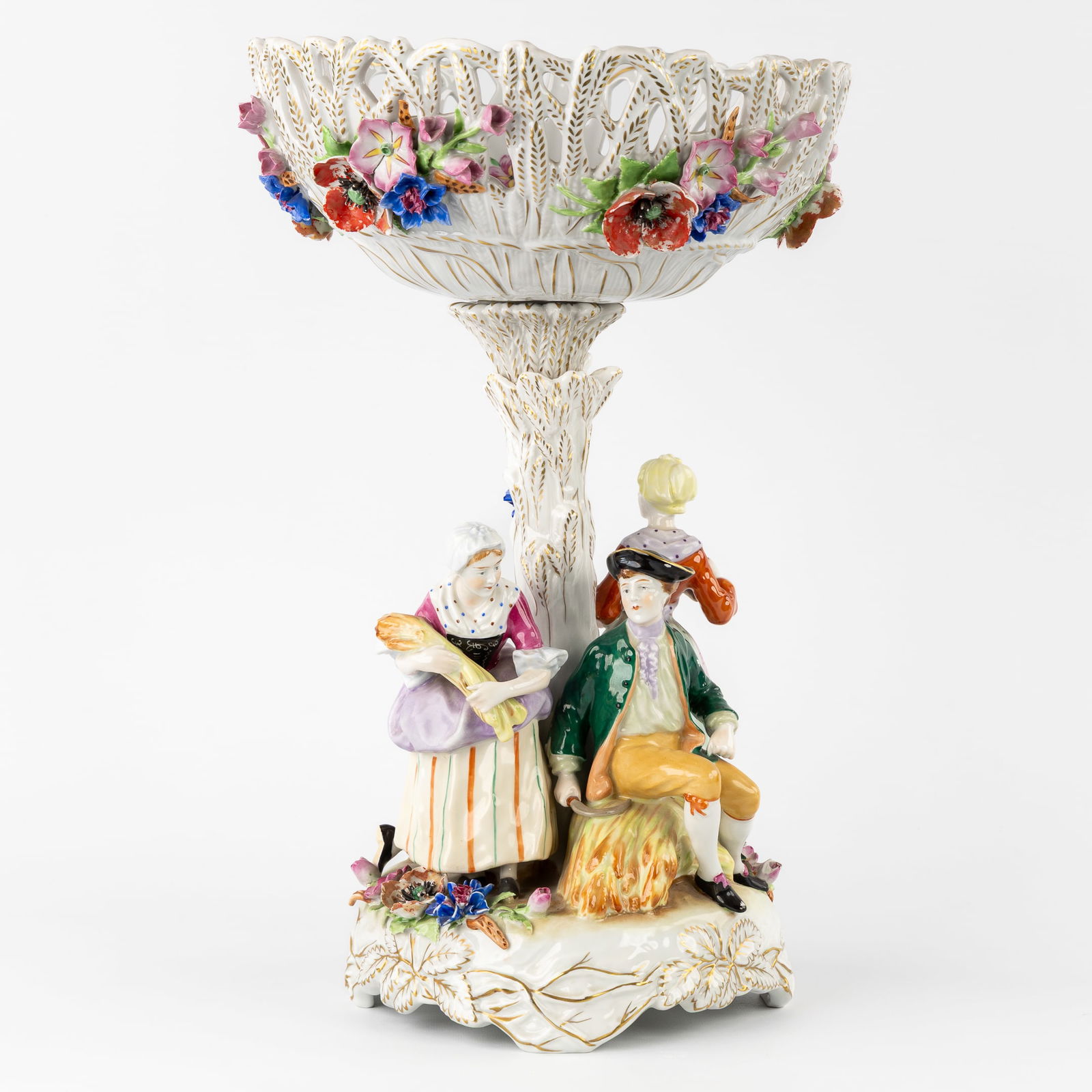 Plaue, A Porcelain Centerpiece Decorated with Harvest Scenes, Germany, 20th C. (1 of 10)