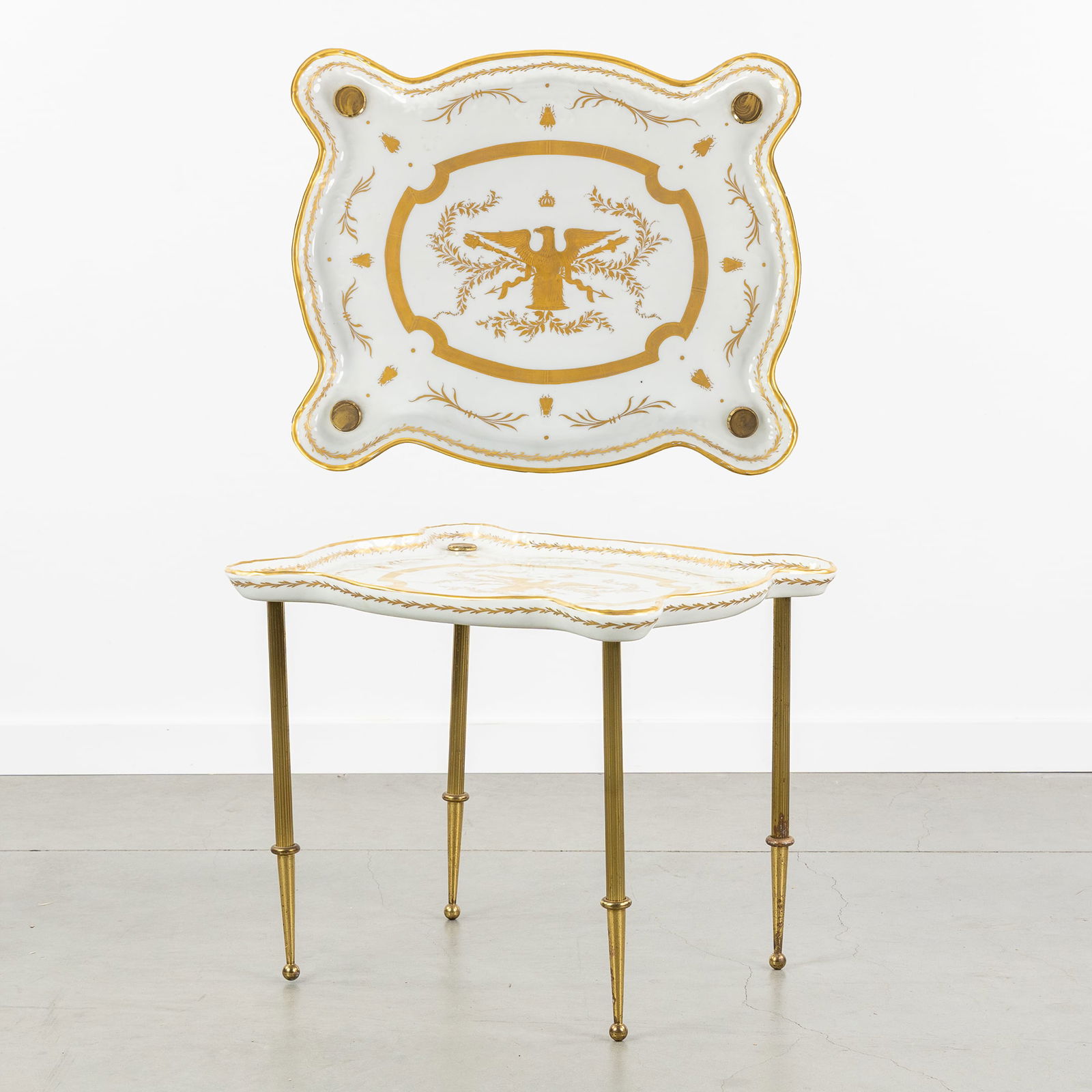 Porcelaine de Vincennes BH France, a Side Table, Napoleon I, Empire Style, Gilded Porcelain and (1 of 9)