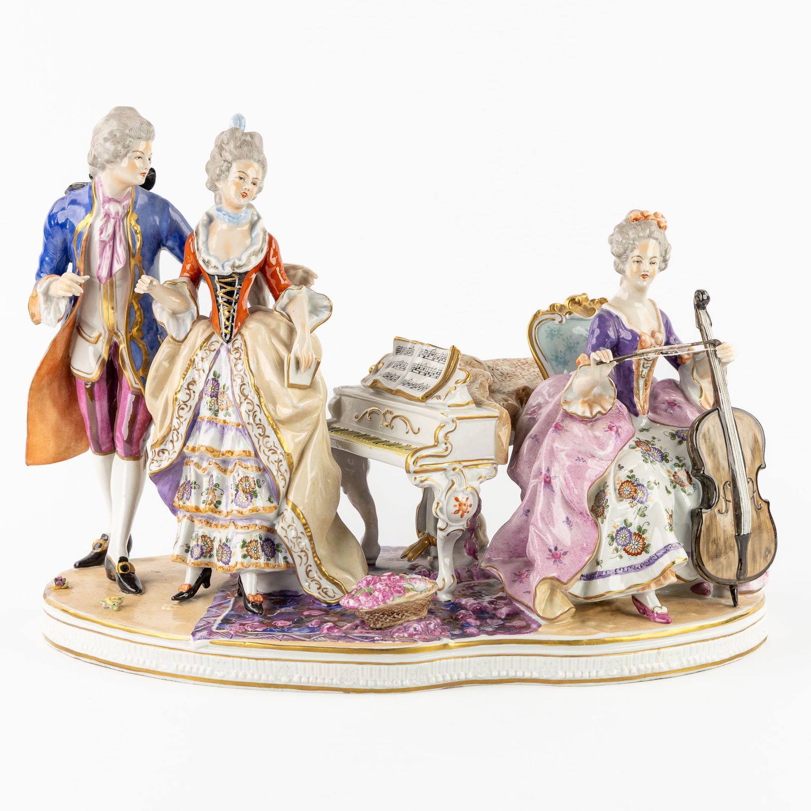 Unterweissbach, a Group 'Piano and Cello', Polychrome Porcelain. (1 of 10)