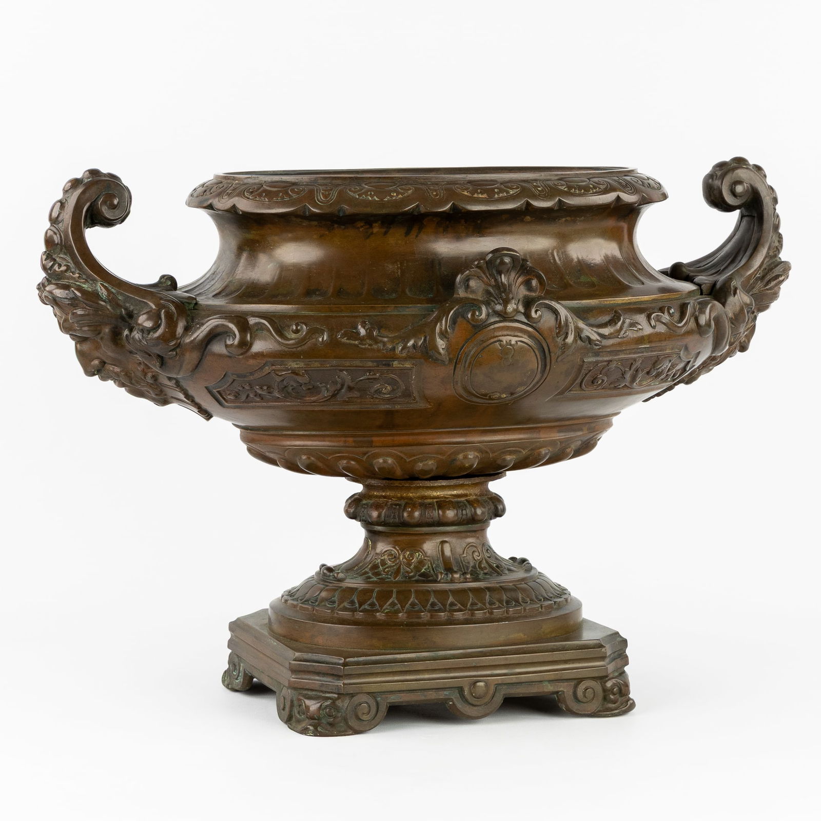 A Large Bronze Jardinière, Decorated with Mascarons, Renaissance Style, circa 1900. (1 of 8)