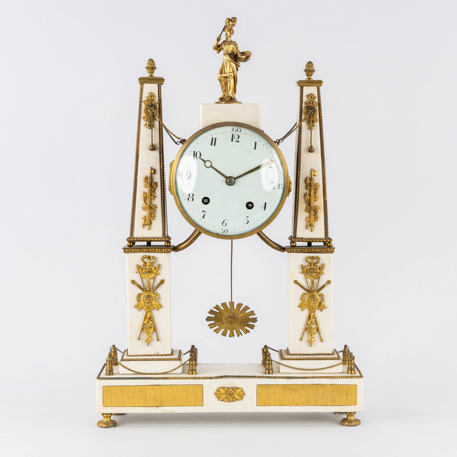 A Portico Mantel Clock, Marguérite à Paris, Minerva, Marble and Ormolu Bronze, Louis XVI. (1 of 8)