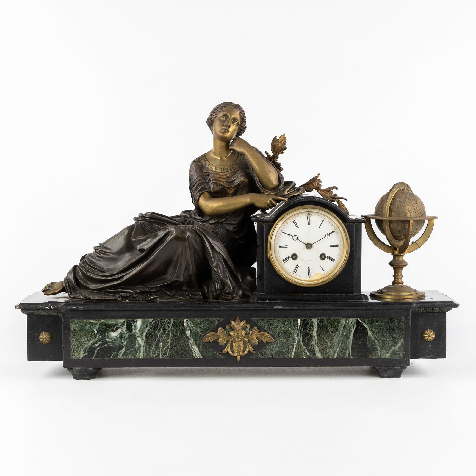 A Mantel Clock, Allegory of Geography, Marble and Bronze. France, 19th C. (1 of 10)