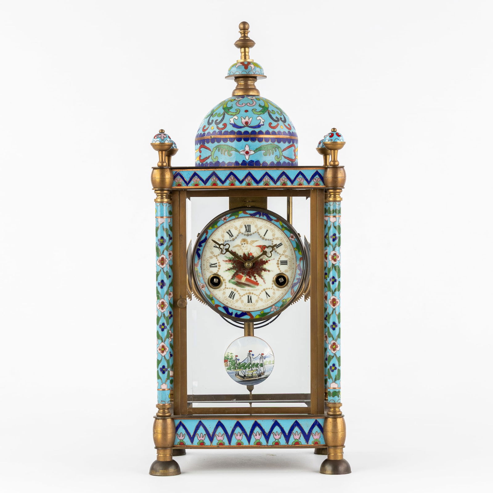 A Cloisonné Table Clock, Bronze and Enamel, France, 20th C. (1 of 8)